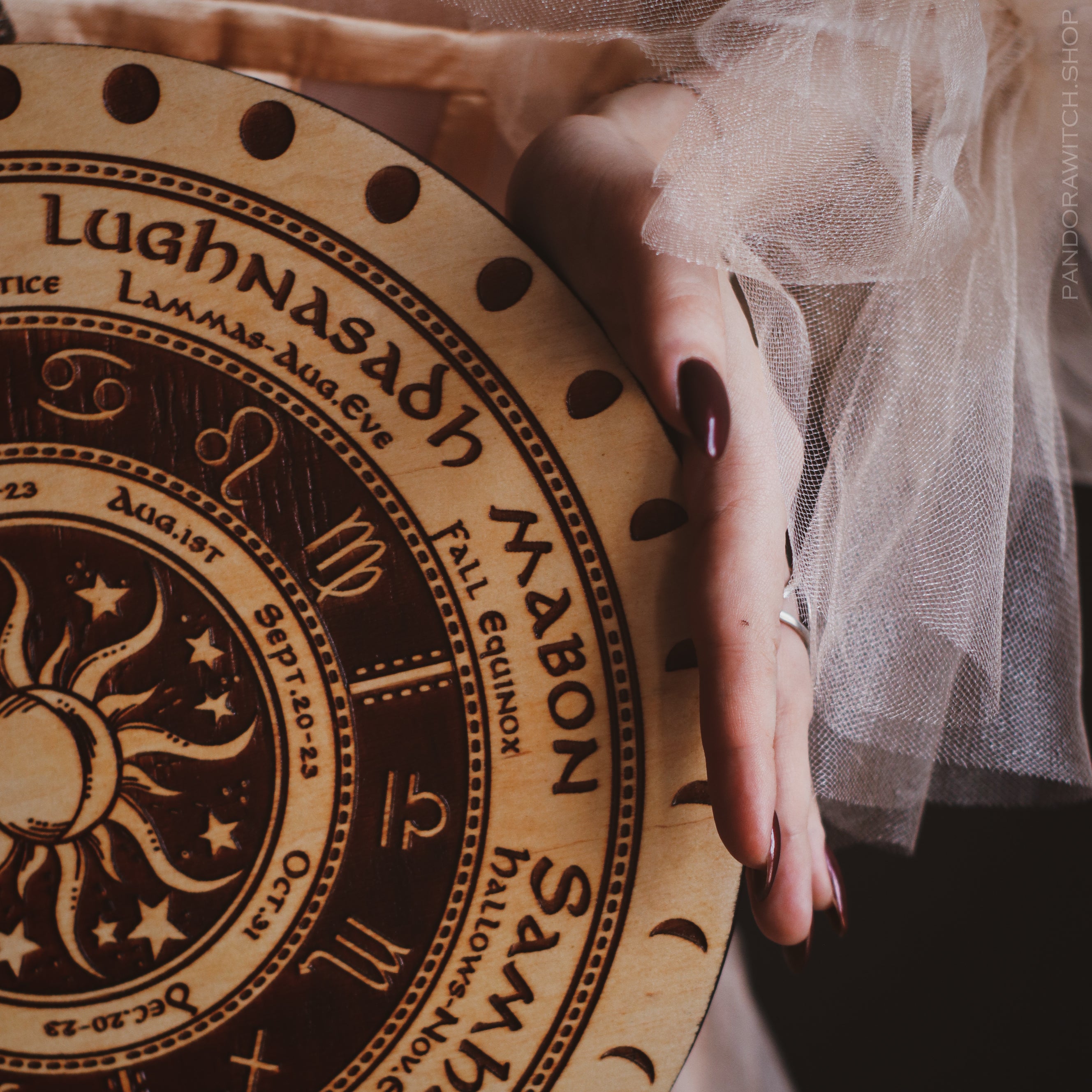 Wheel of the Year - Sun and Moon - Natural wood