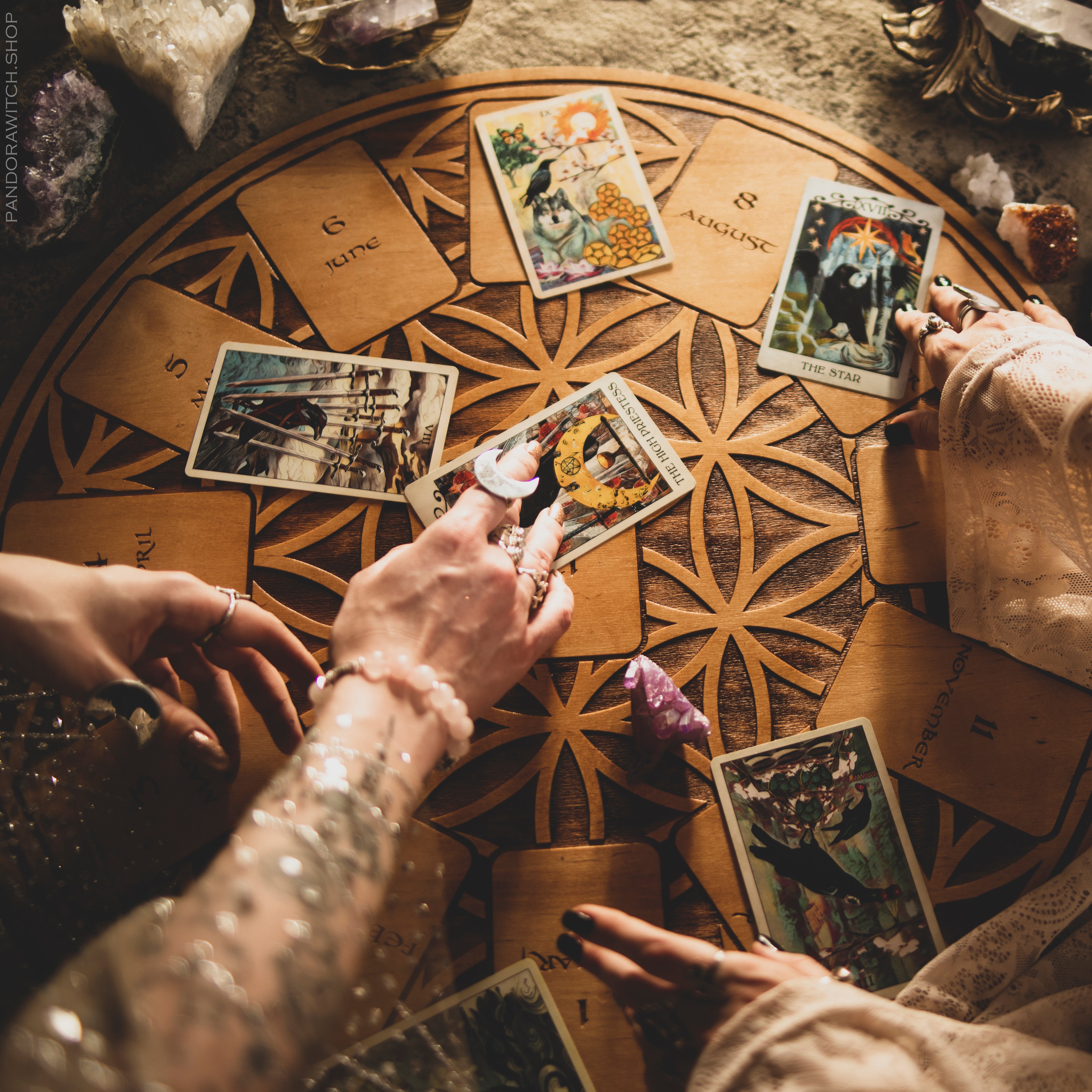 Tarot Spread Board Wheel of the Year - Natural