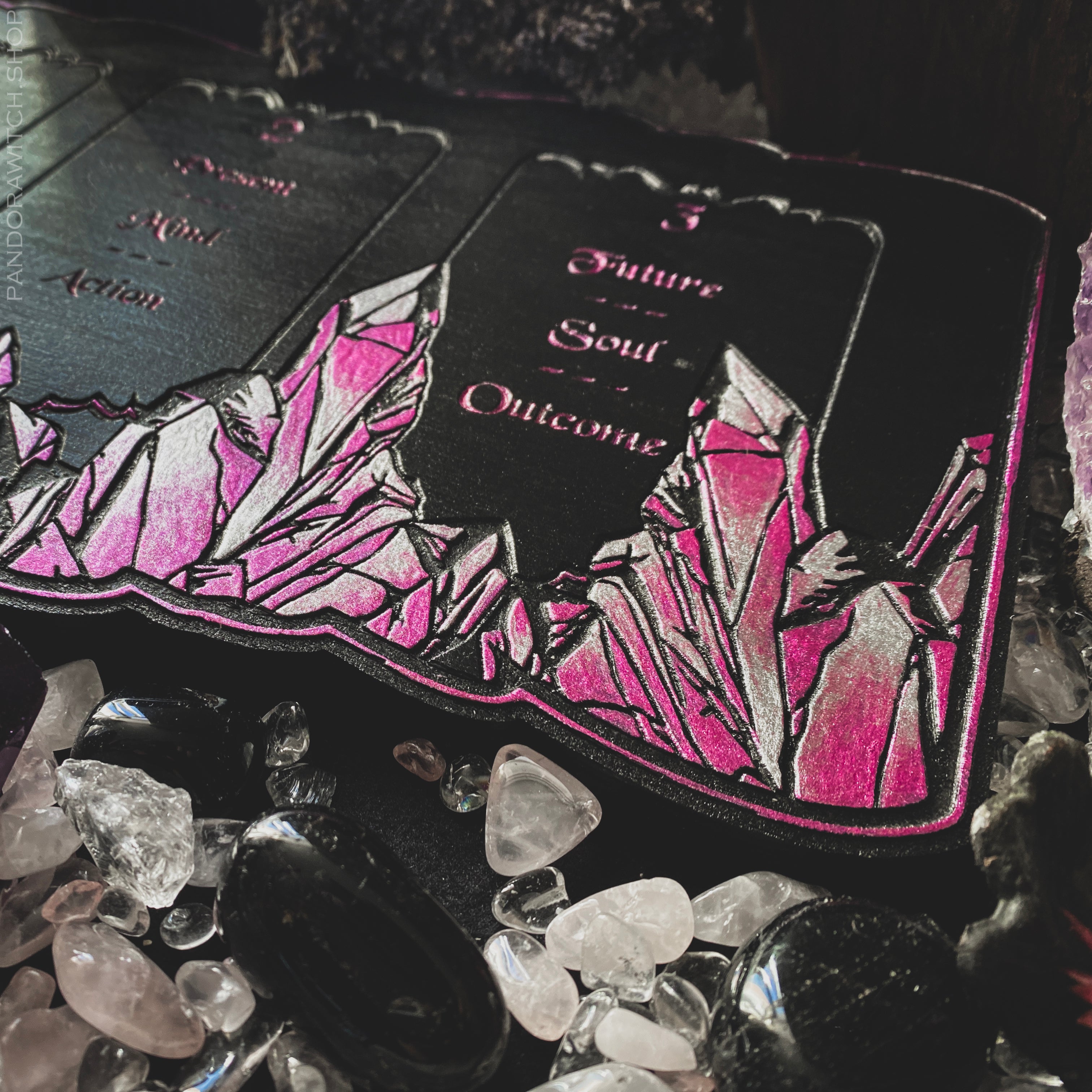 Tarot Board Three Card Spread - Pink Crystals