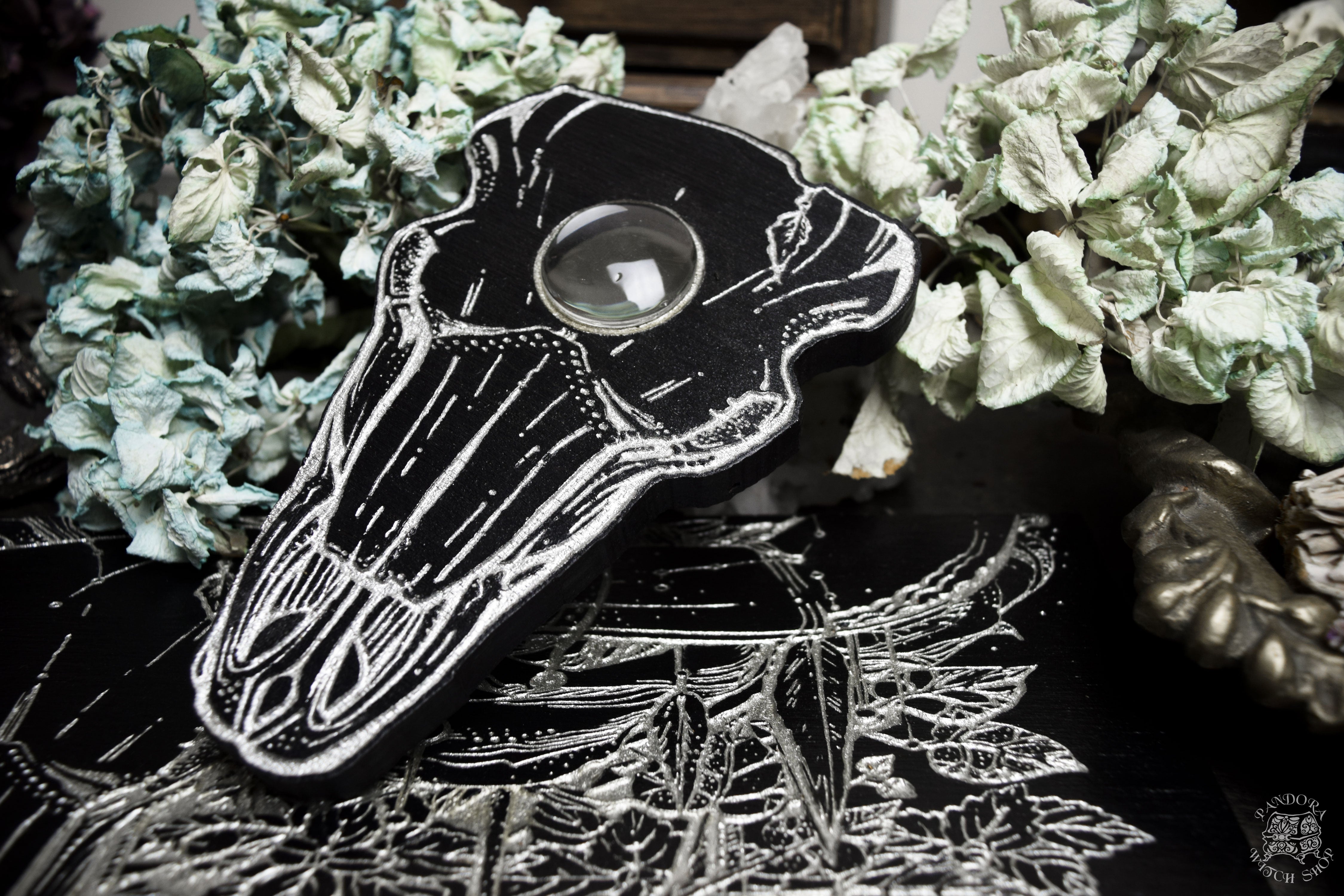 Planchette - Bull Skull - Silver