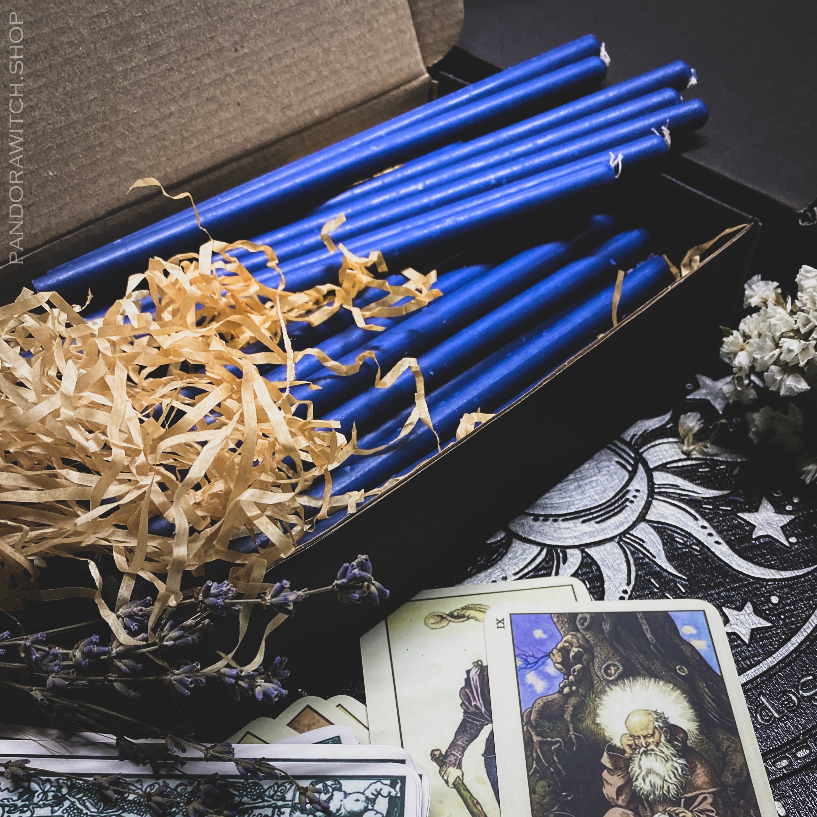 Blue beeswax candles - Big - SET 40