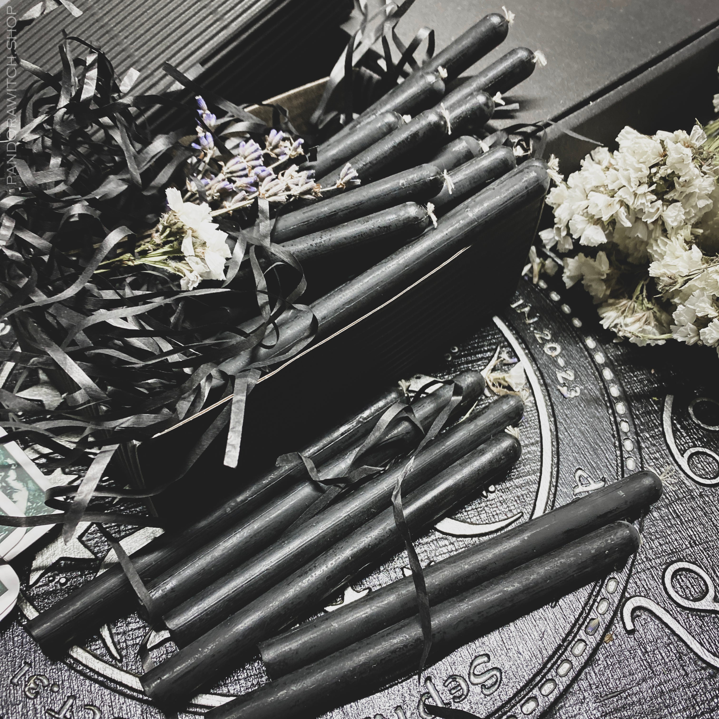 Black beeswax candles - Set 25