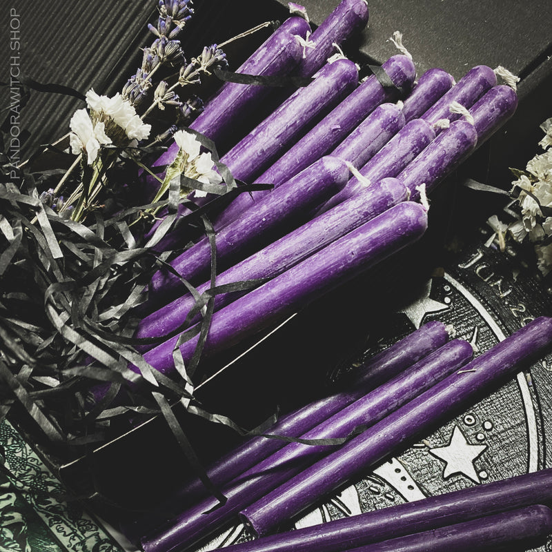 Purple beeswax candles - Set 25