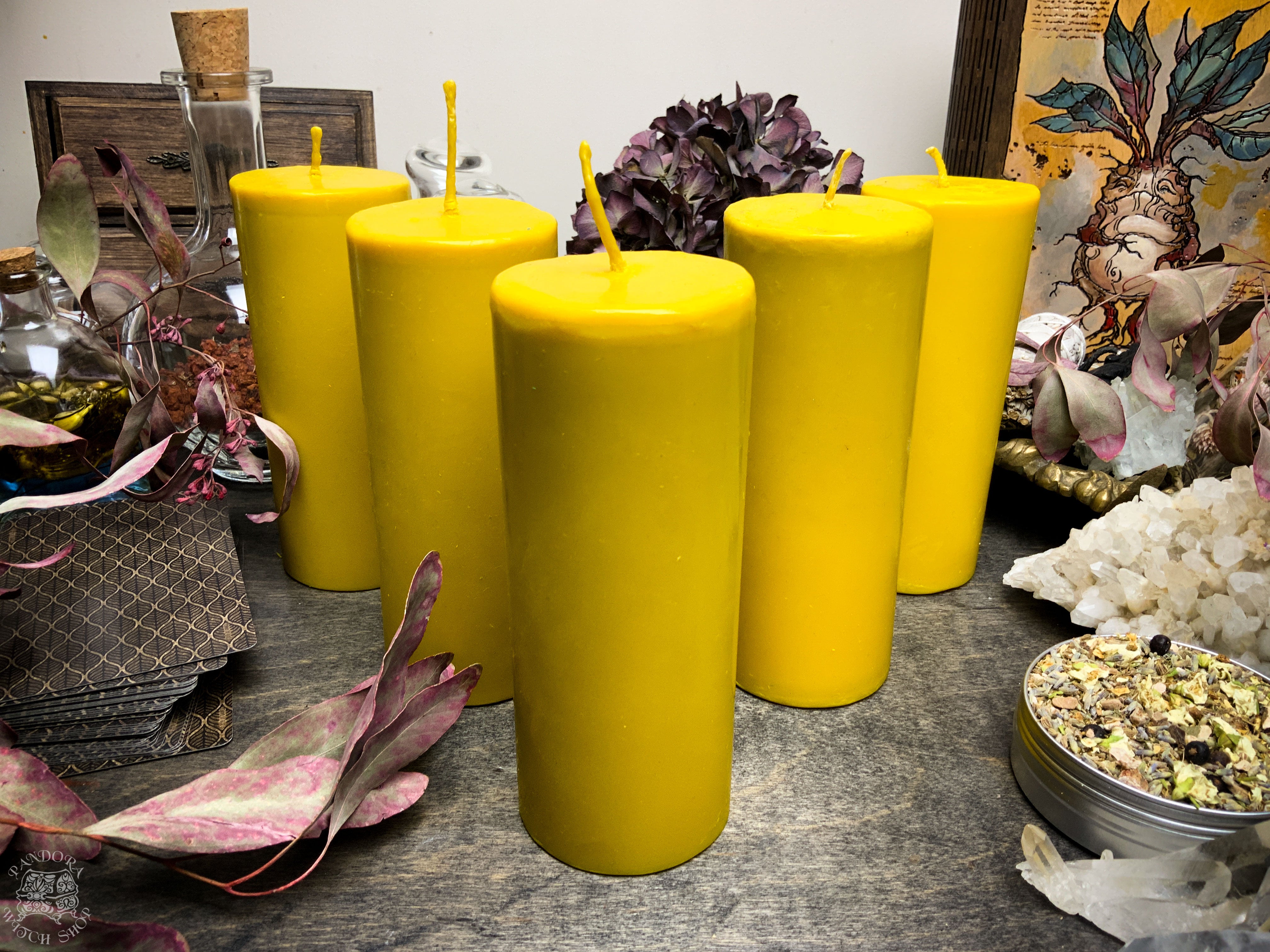 Big Yellow cylinder - Beeswax candle