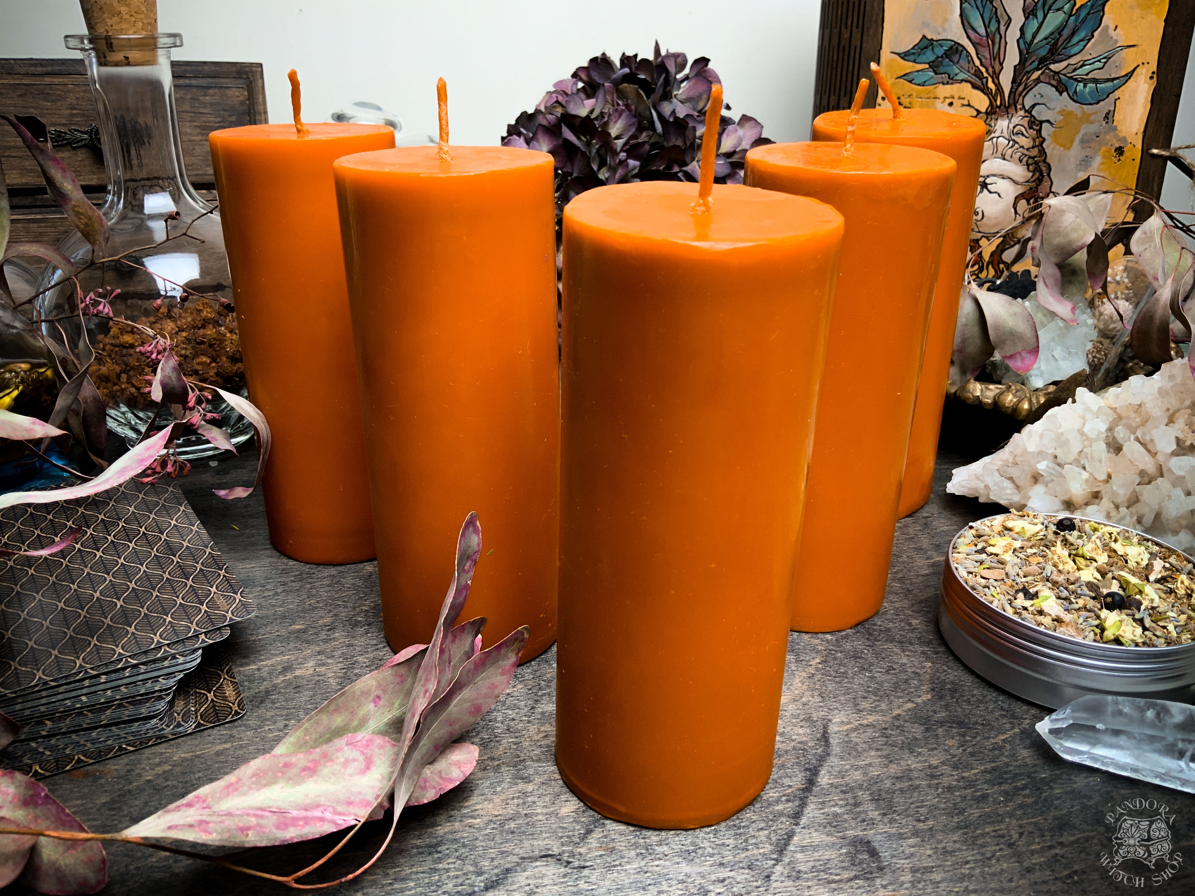 Big Orange cylinder - Beeswax candle