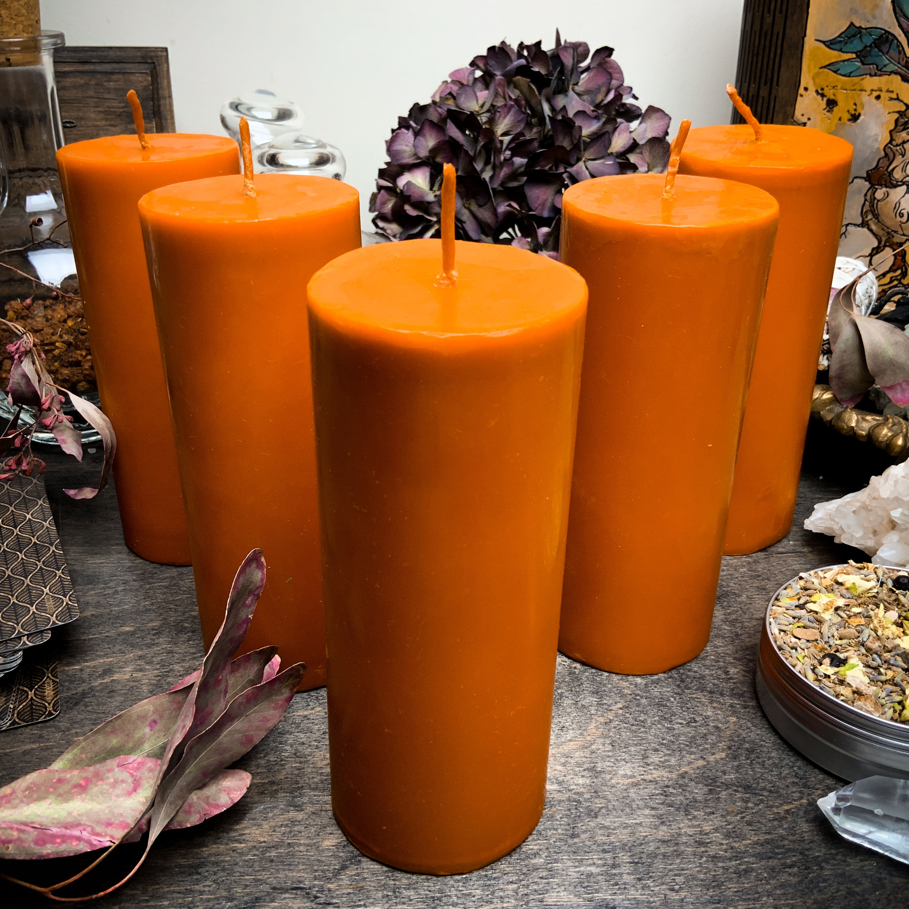 Big Orange cylinder - Beeswax candle