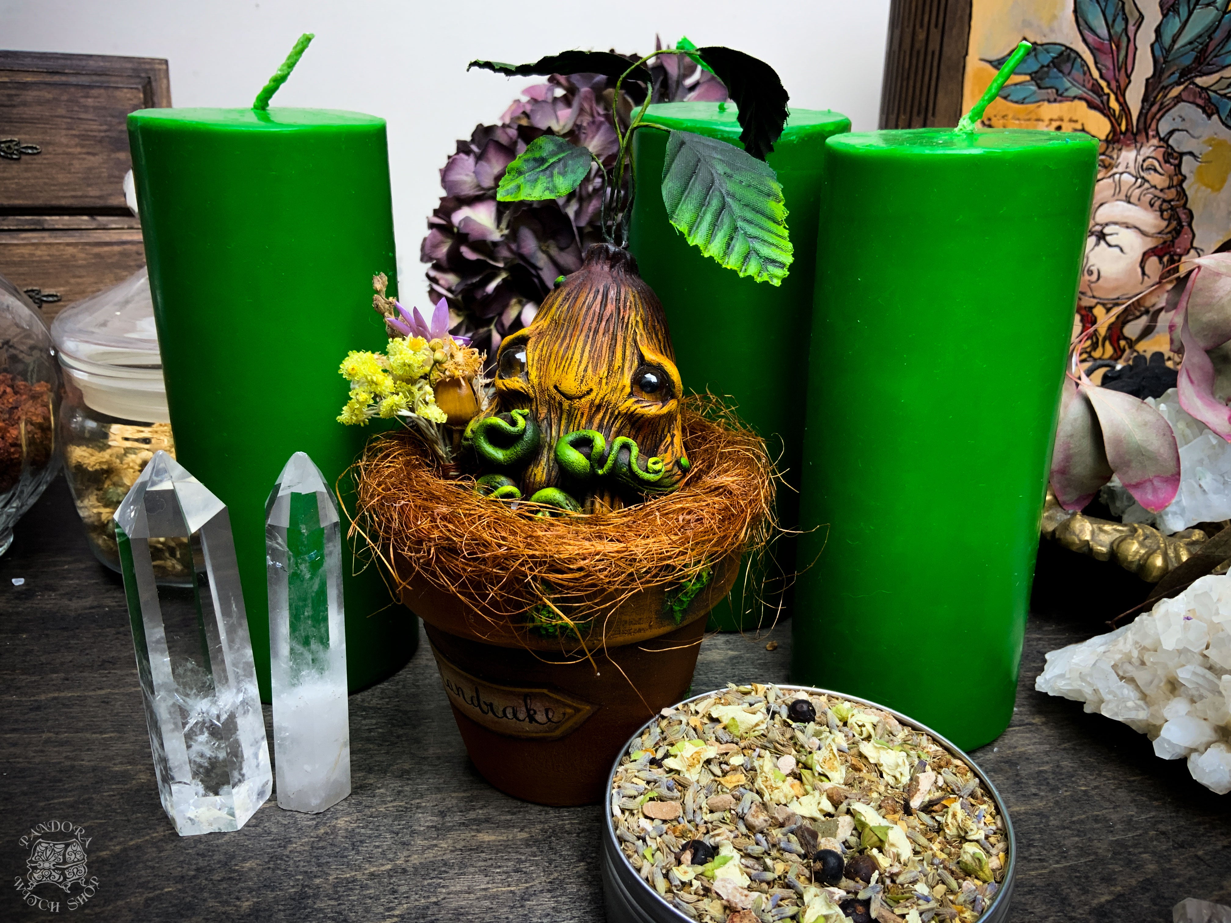 Big Green cylinder - Beeswax candle