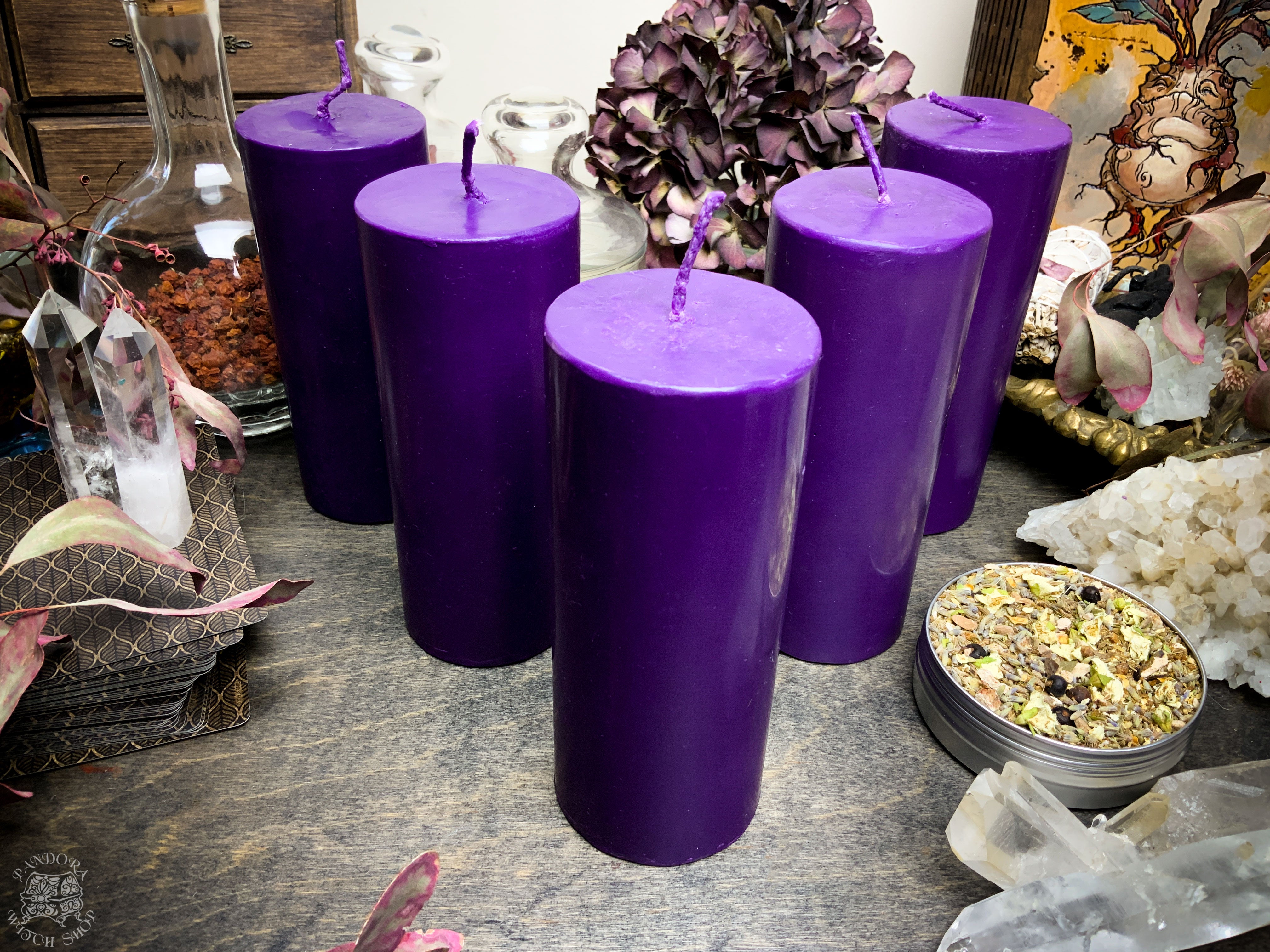 Big Purple cylinder - Beeswax candle
