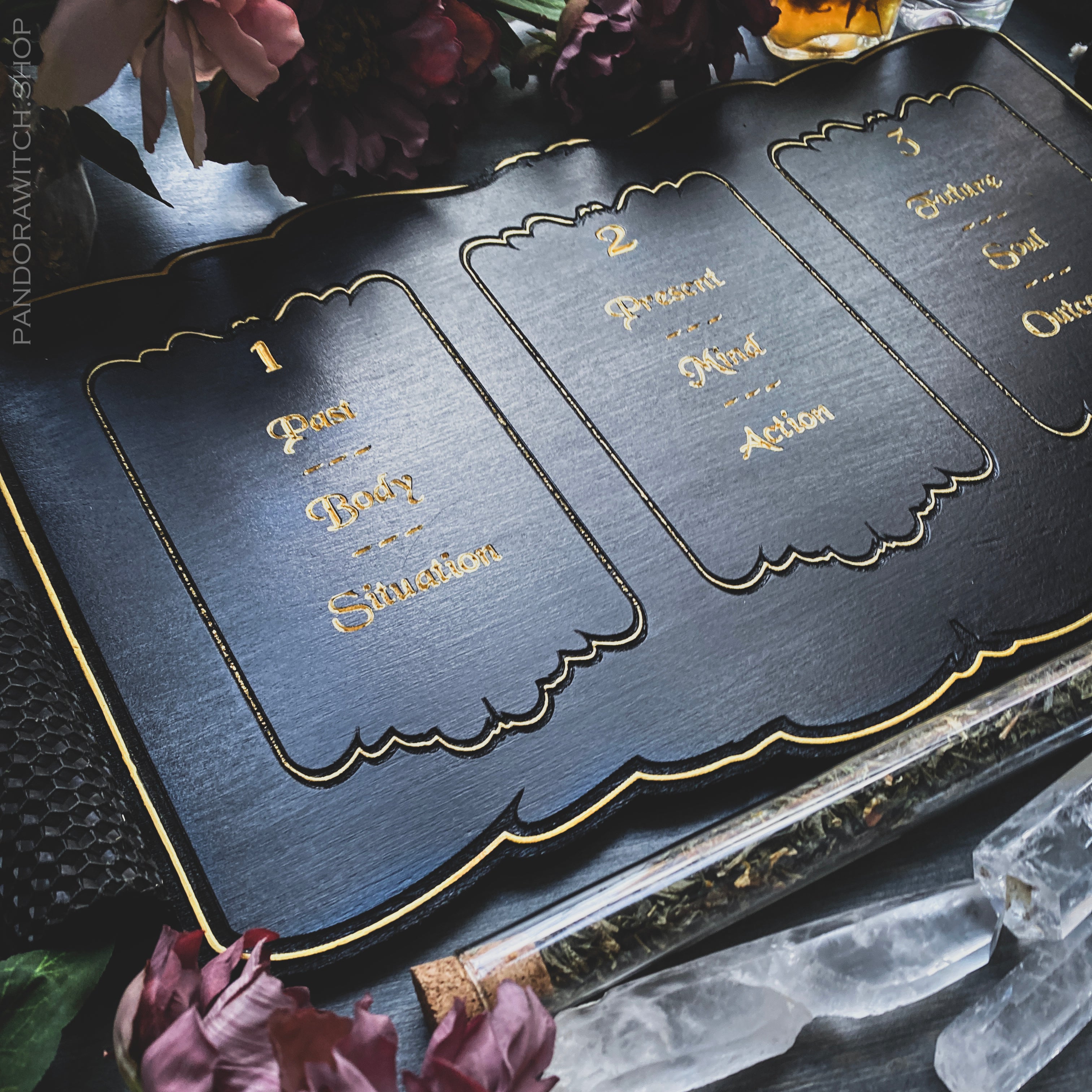 Tarot Board Three Card Spread- Black