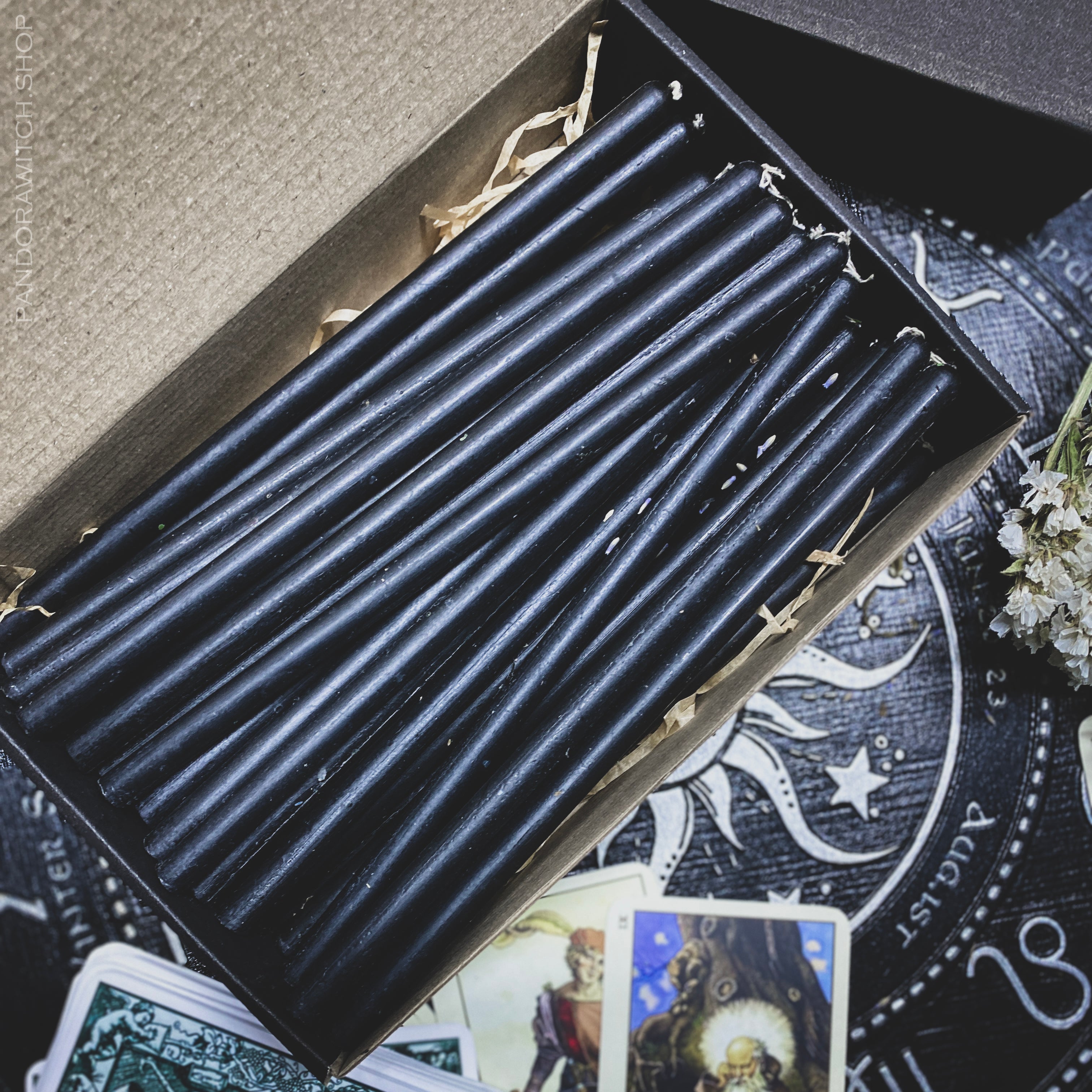 Black beeswax candles - Big - SET 40