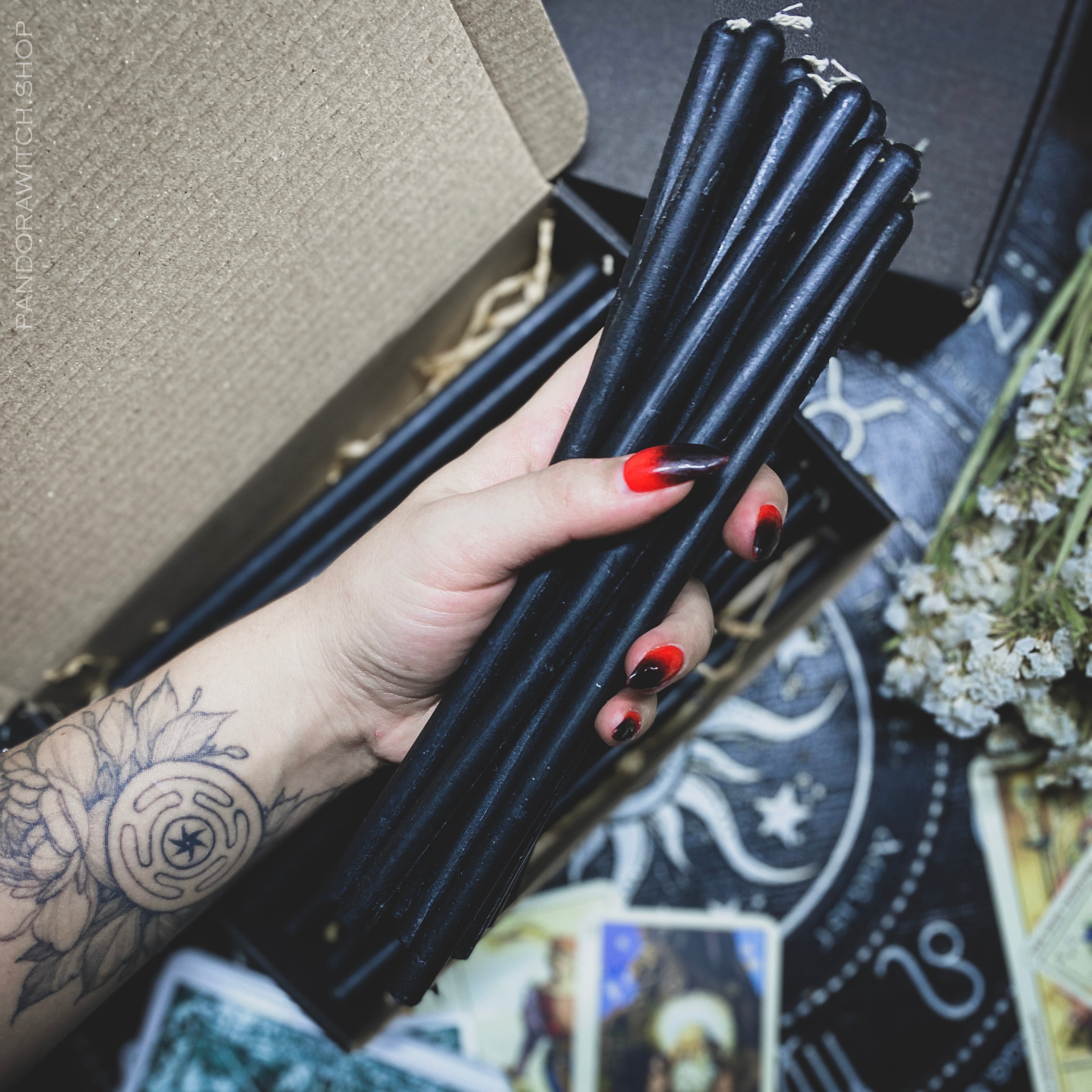 Black beeswax candles - Big - SET 40