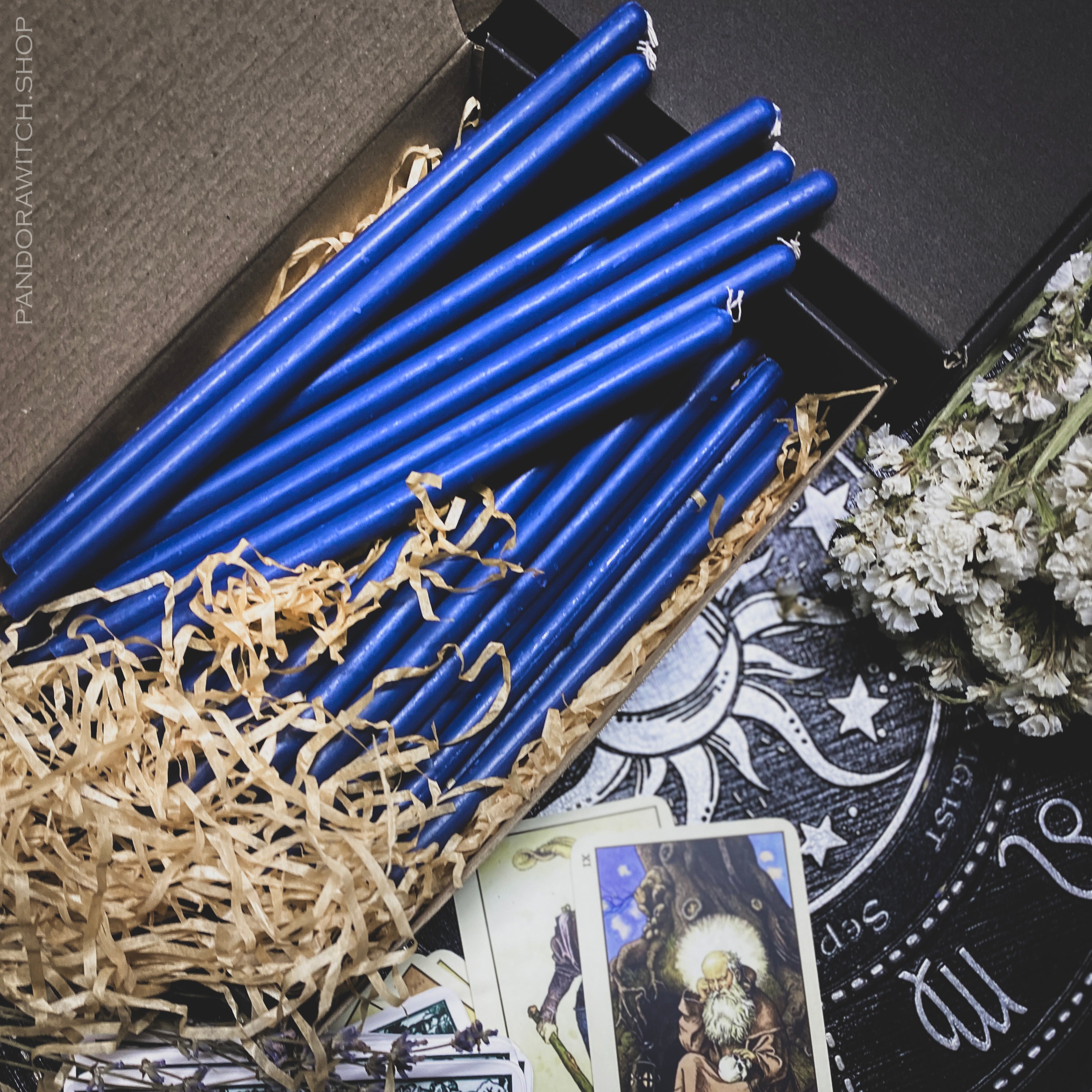 Blue beeswax candles - Big - SET 40