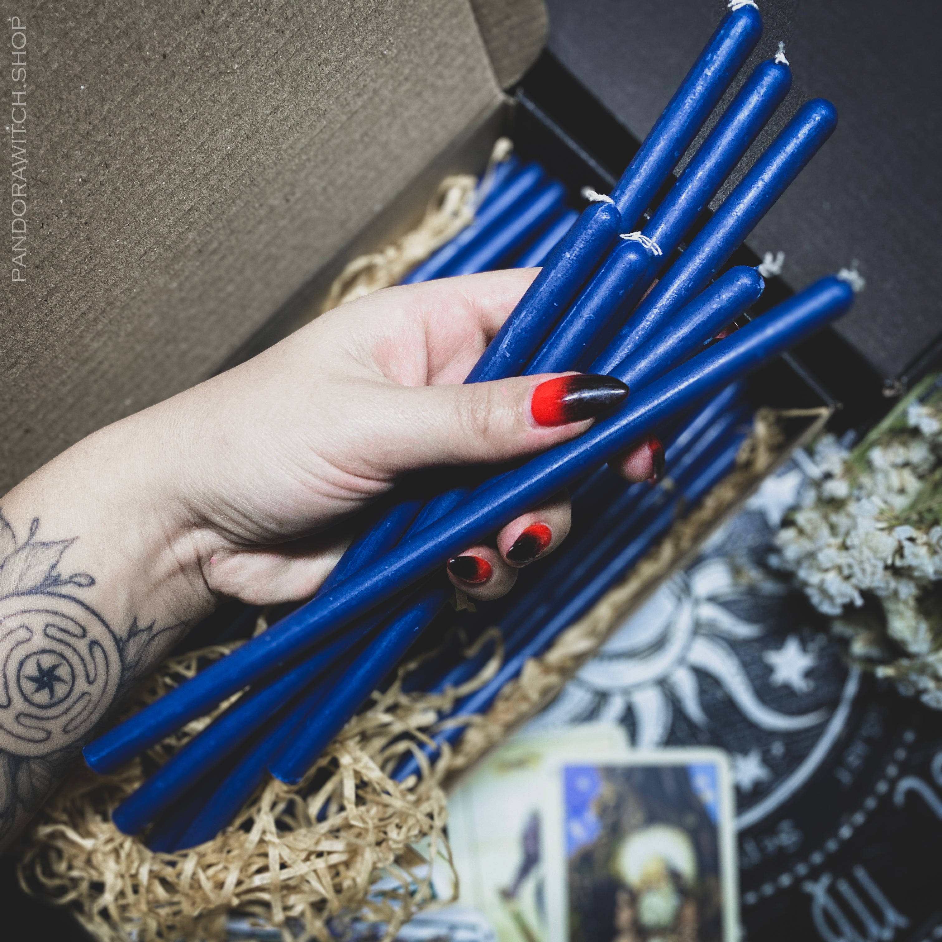 Blue beeswax candles - Big - SET 40