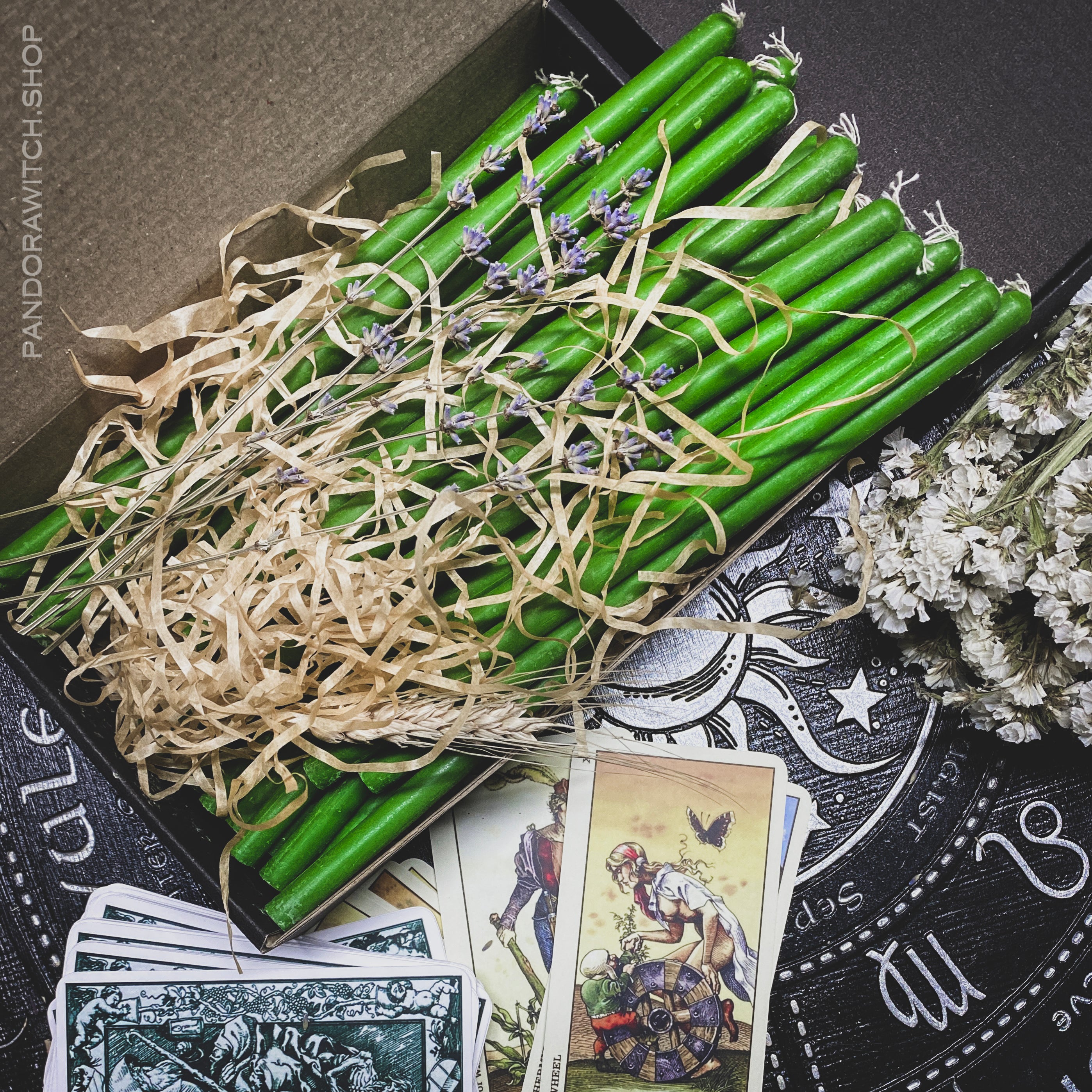 Green beeswax candles - Big - SET 40