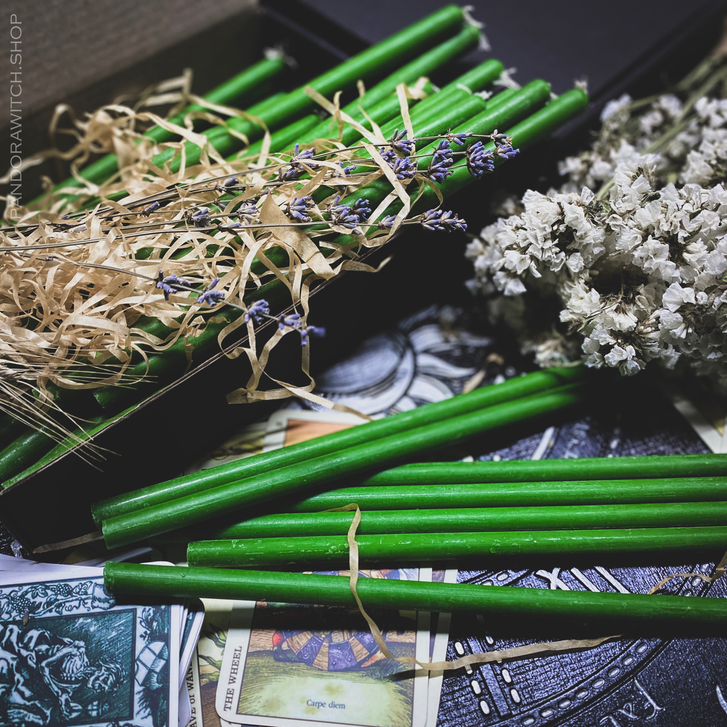 Green beeswax candles - Big - SET 40