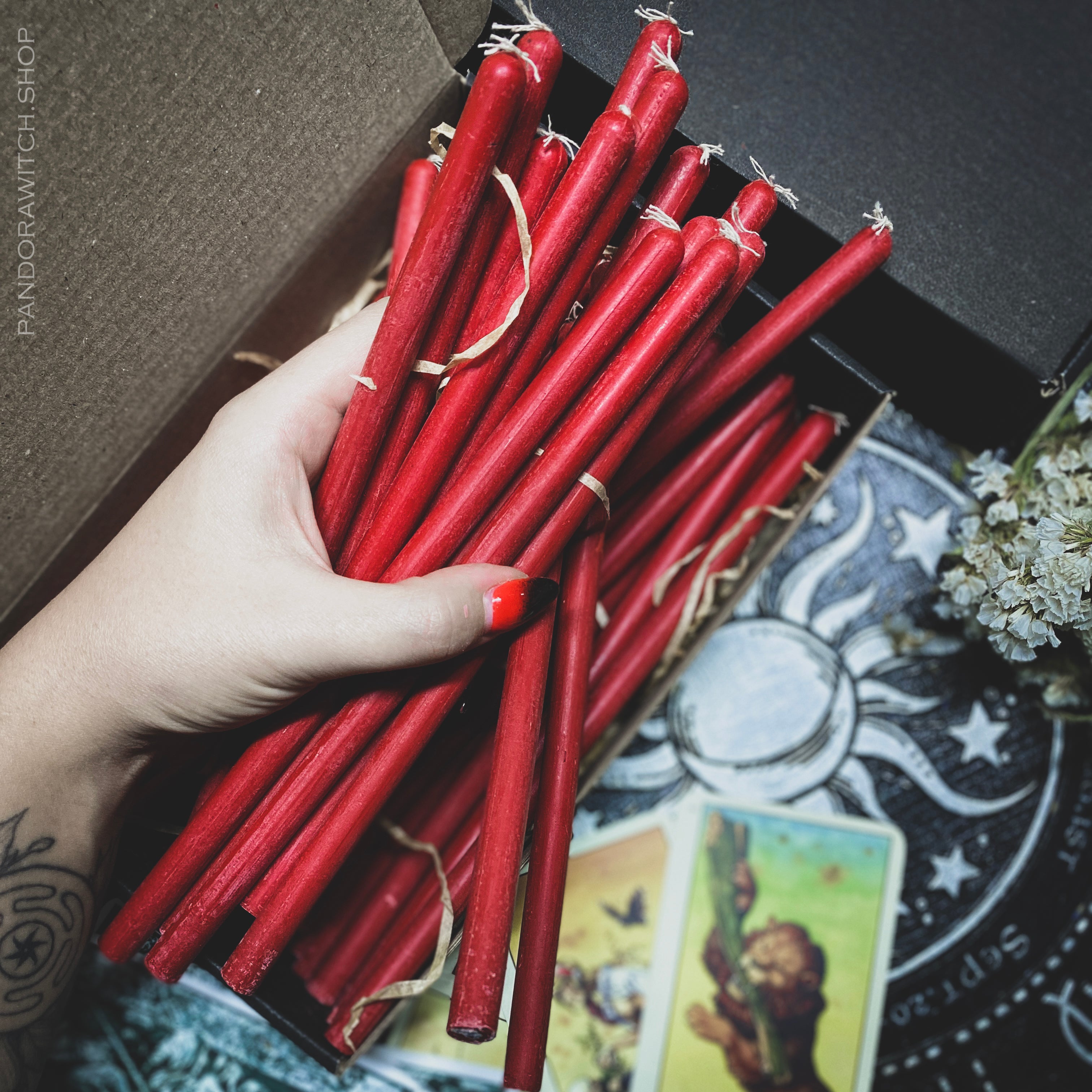 Red beeswax candles - Big - SET 40