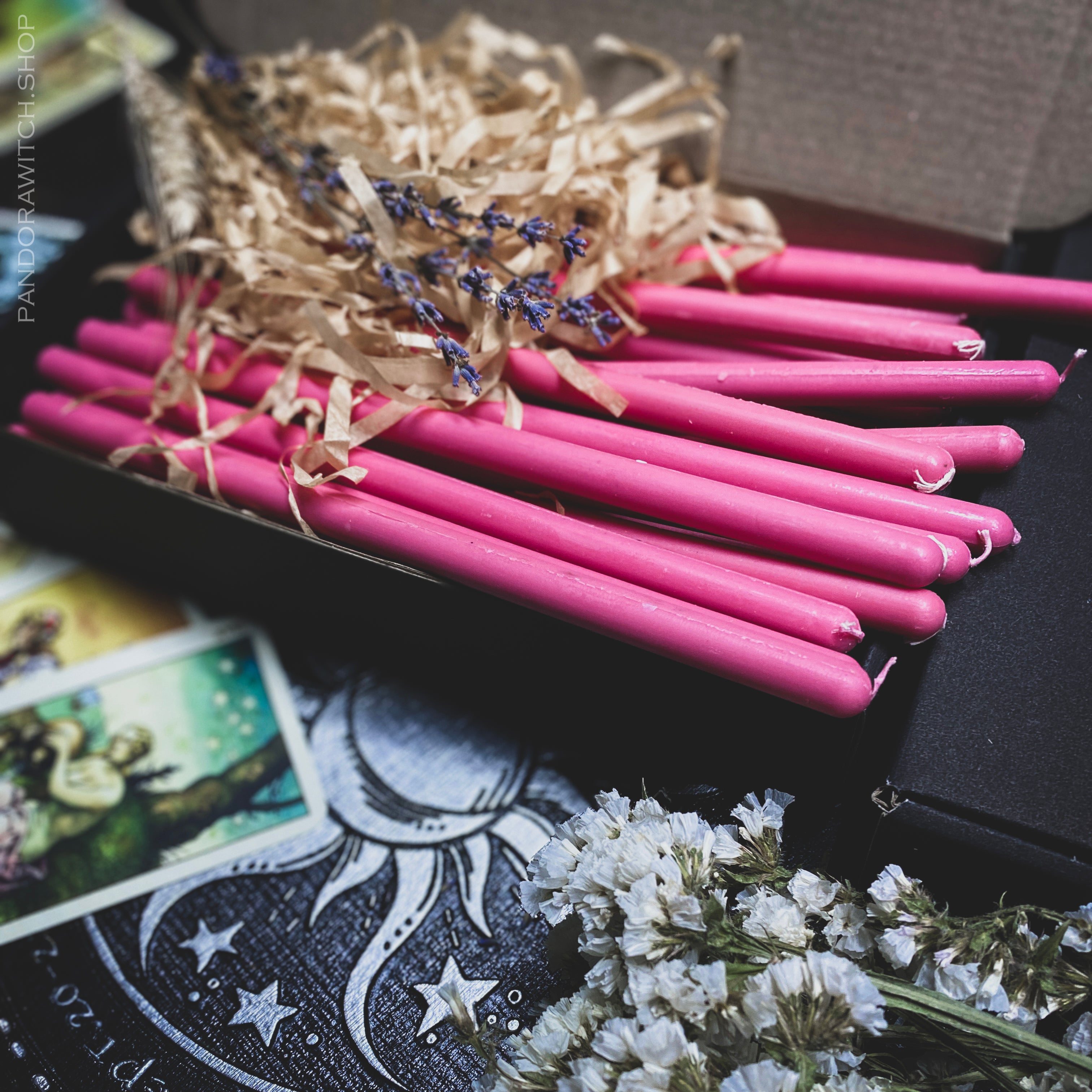 Pink beeswax candles - Big - SET 40