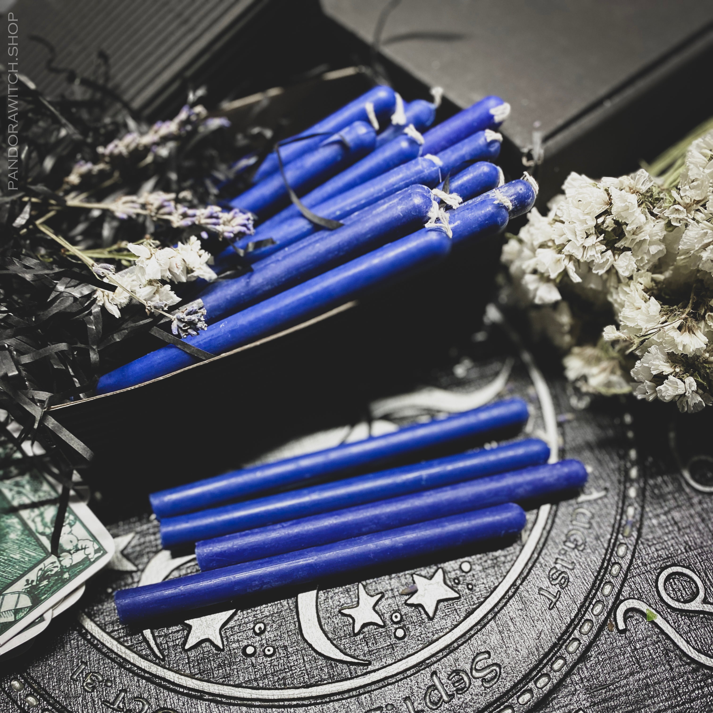 Blue beeswax candles - Set 25