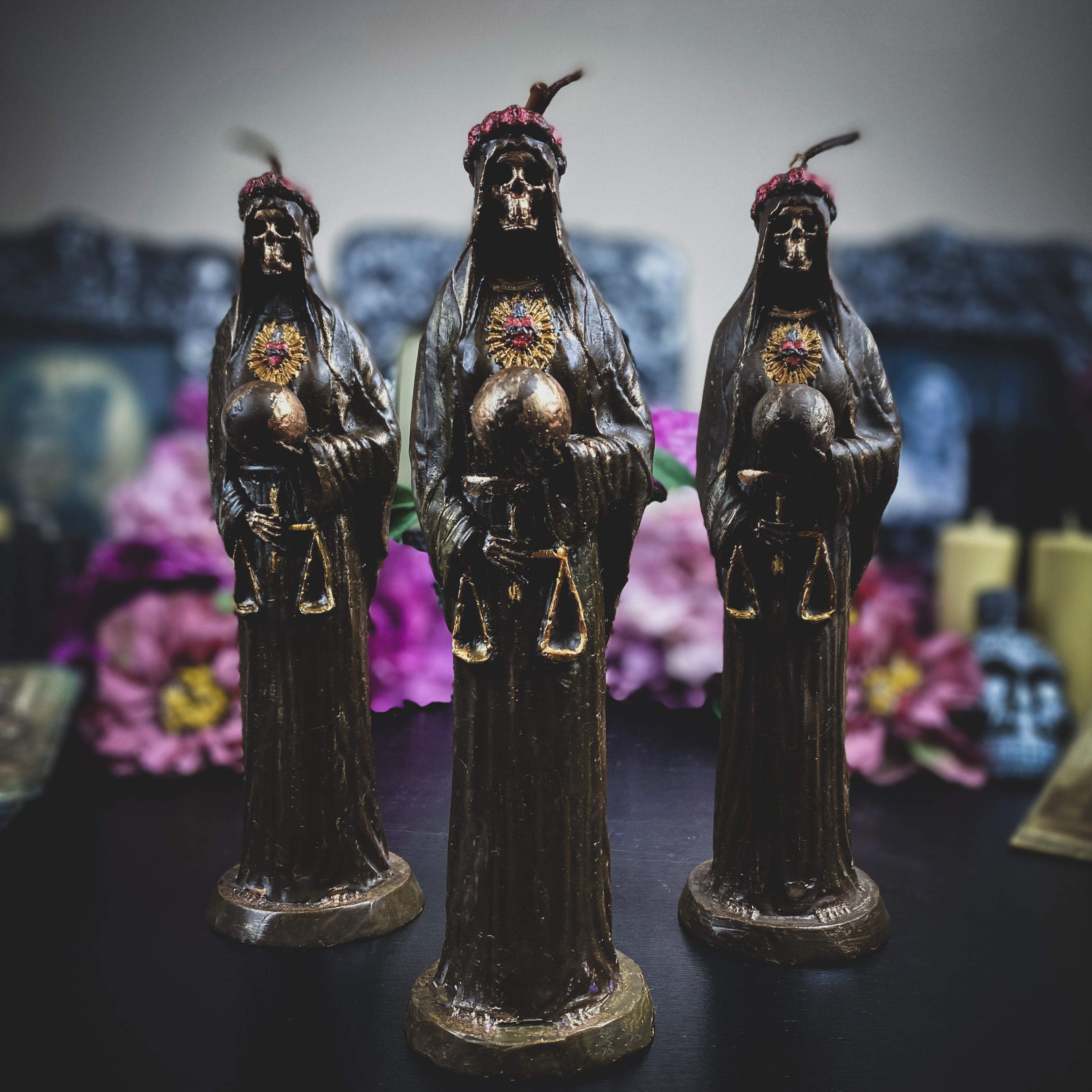 Brown Santa Muerte - beeswax candle