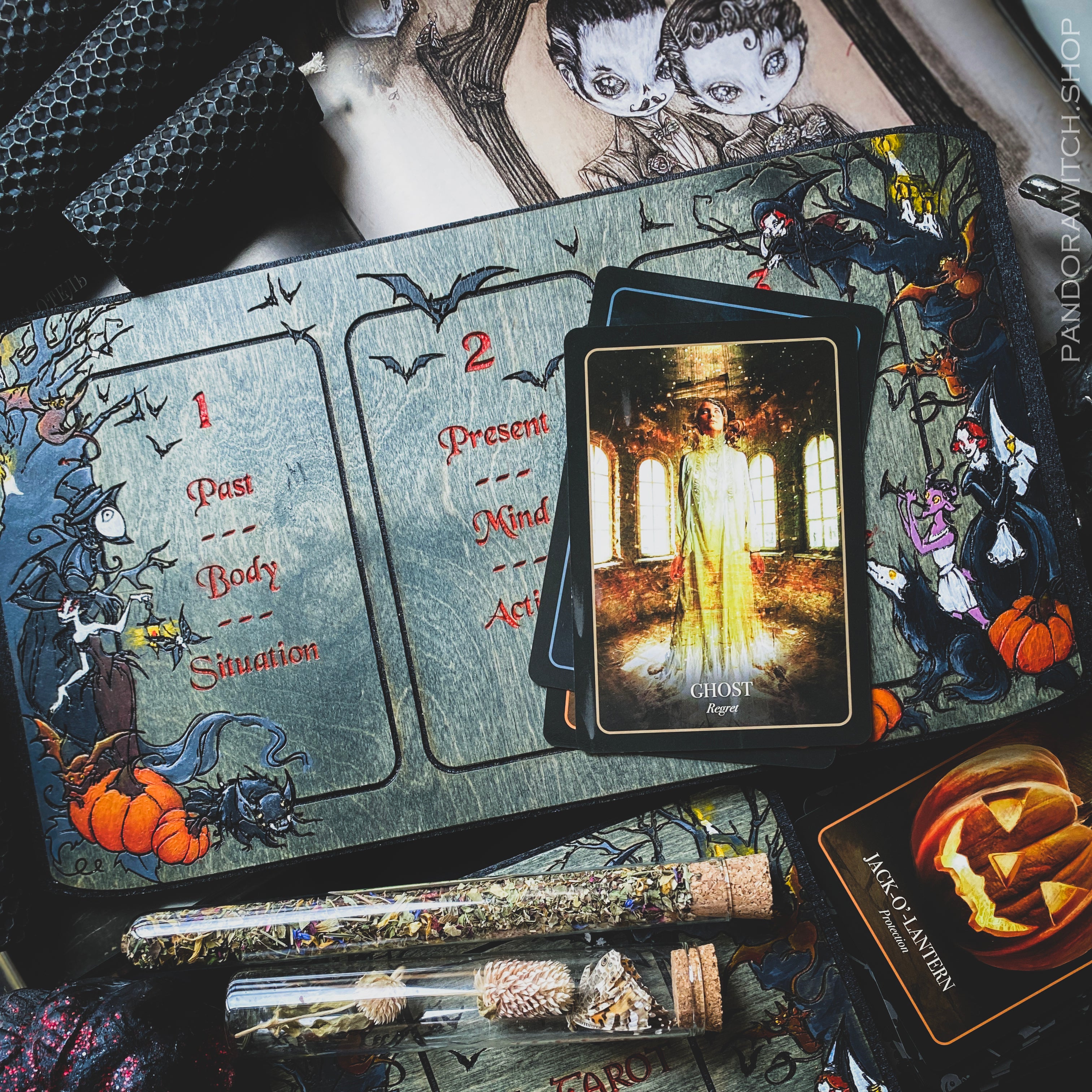 Tarot Boards Forever Halloween SET of 2 - Card of the Day and Three Card Spread
