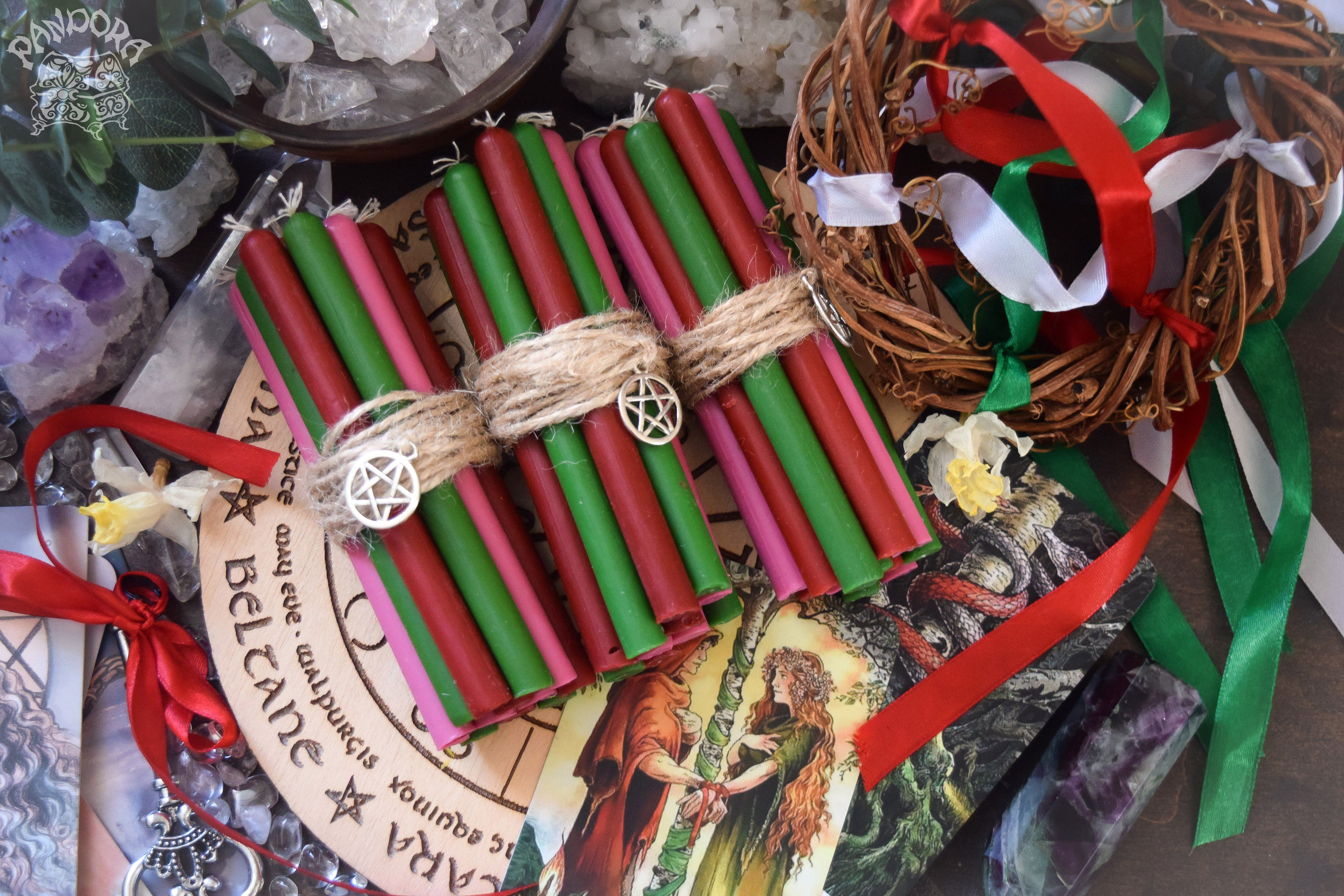 Candle - Beltane - Wheel Of The Year - Set Of Beeswax Candles