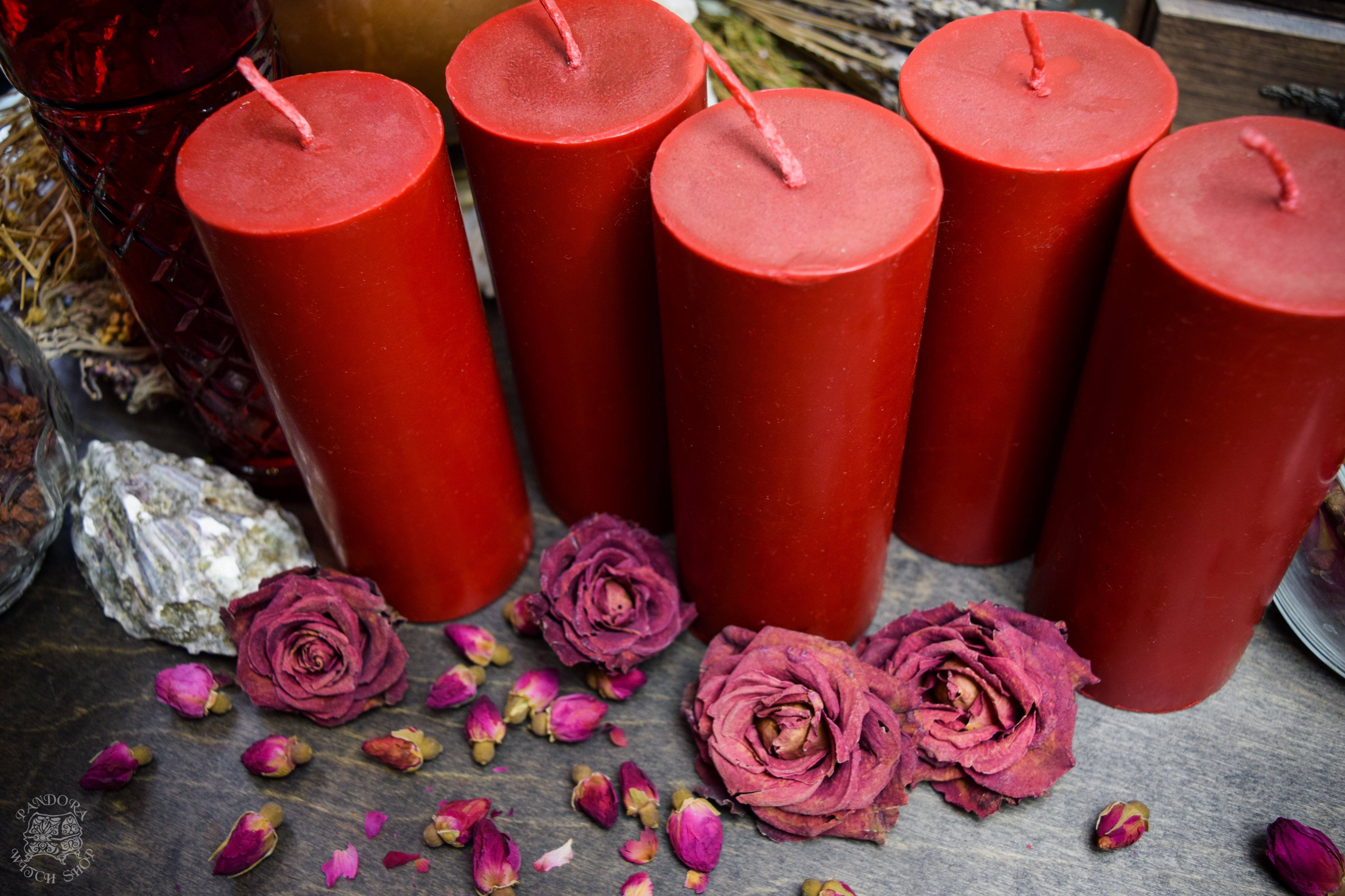 Candle - Big Red Cylinder - Beeswax Candle