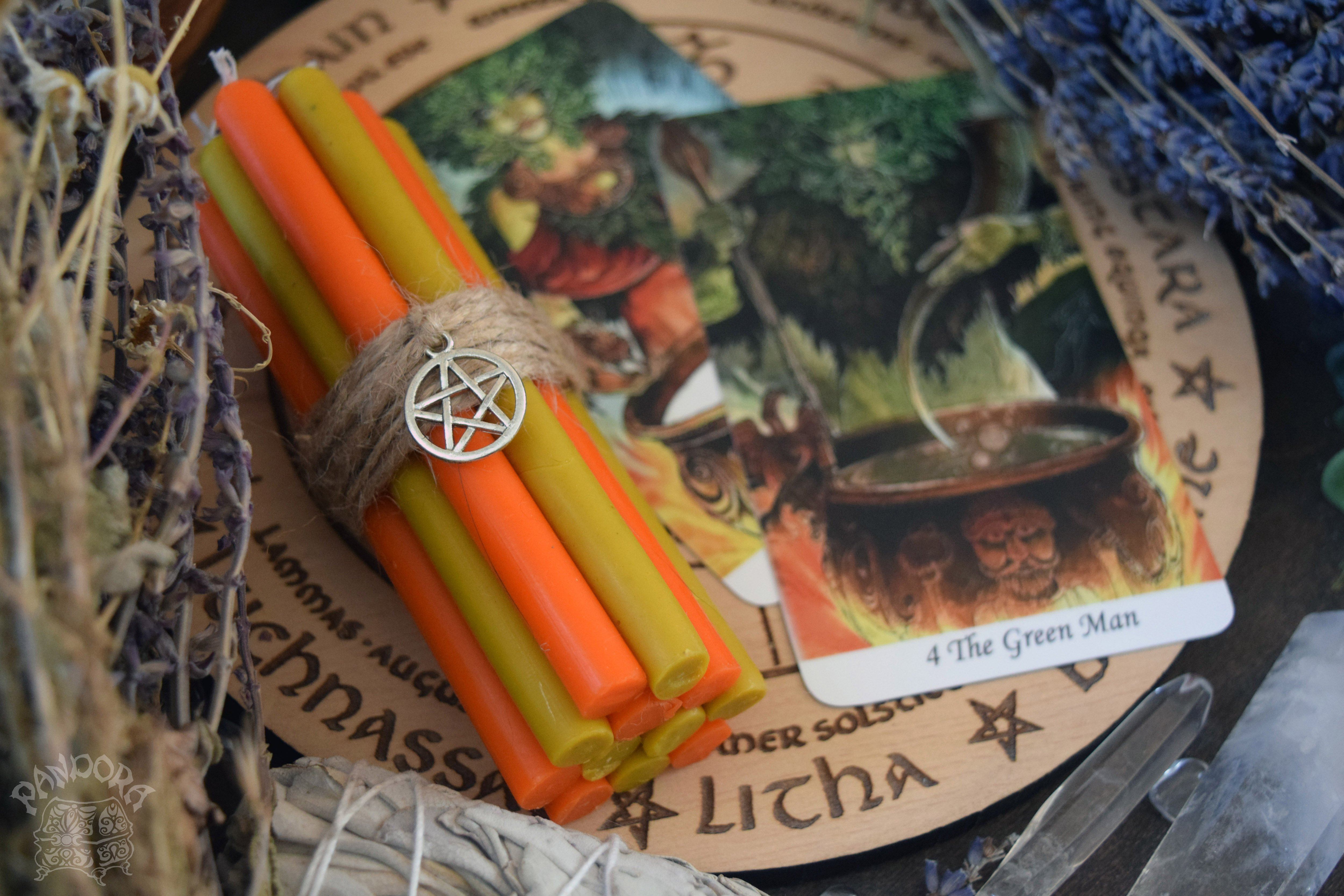 Candle - Litha - Wheel Of The Year - Set Of Beeswax Candles