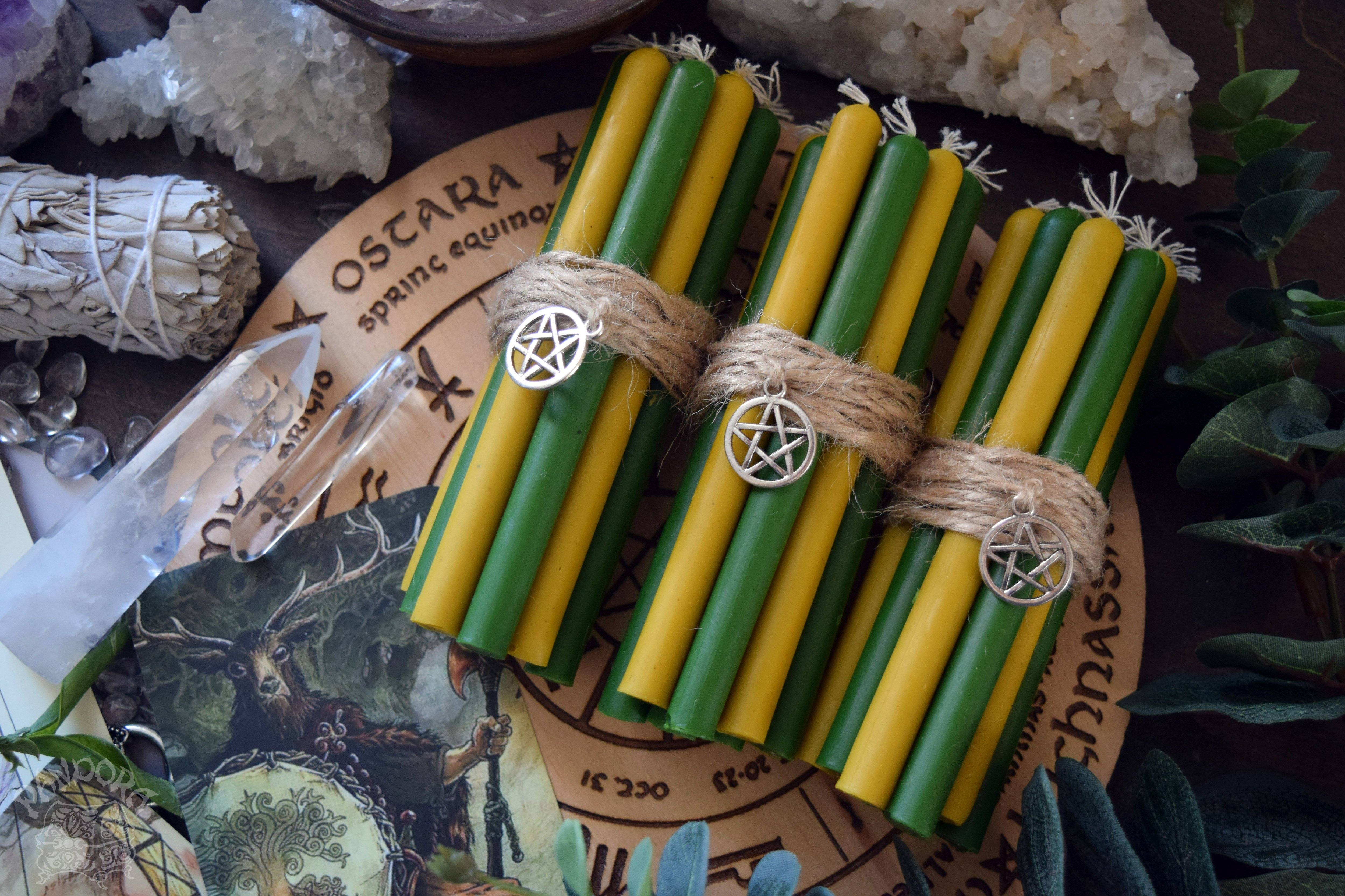 Candle - Ostara - Wheel Of The Year - Set Of Beeswax Candles