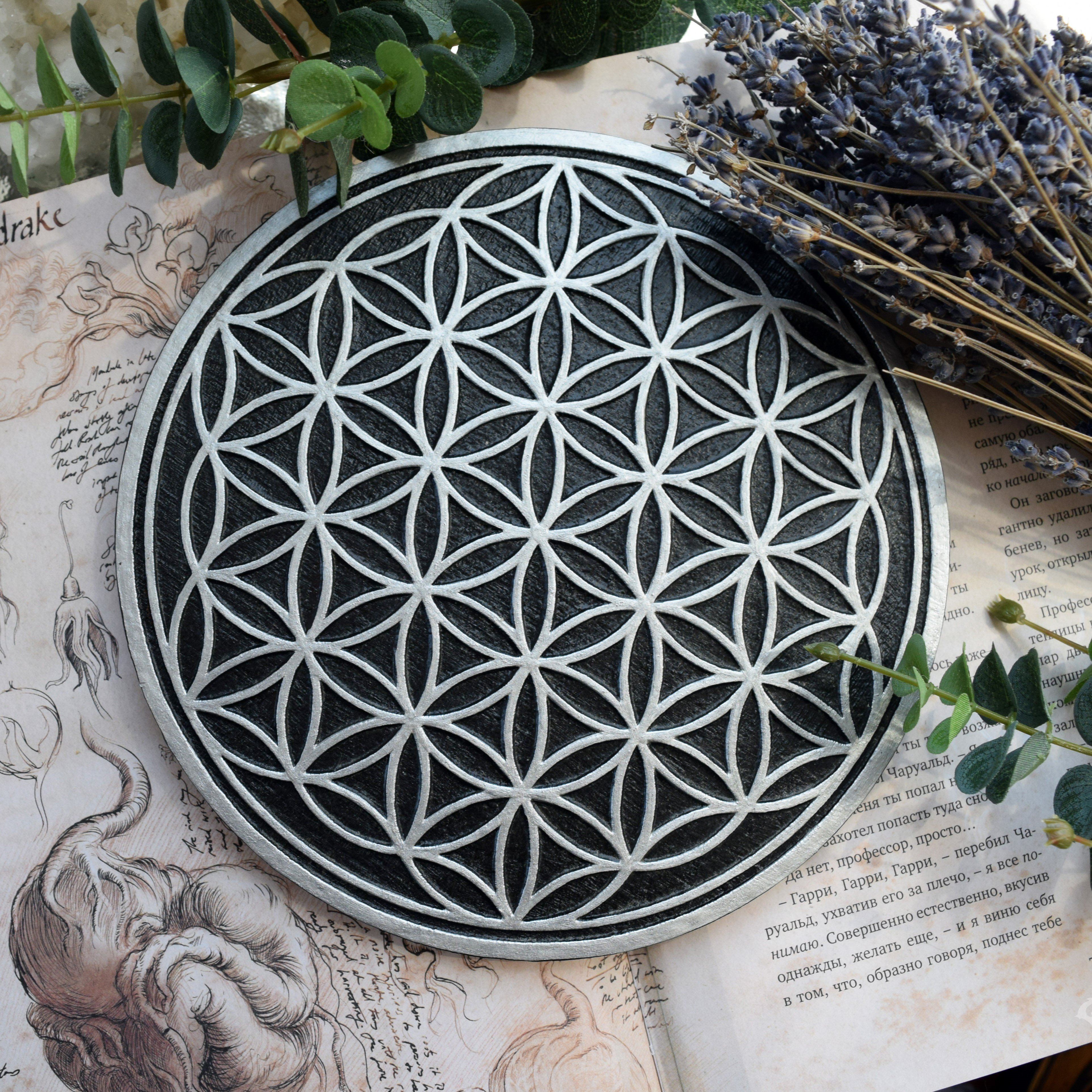 Crystal Grid Flower Of Life, Flower Pythagoras - Black\Silver