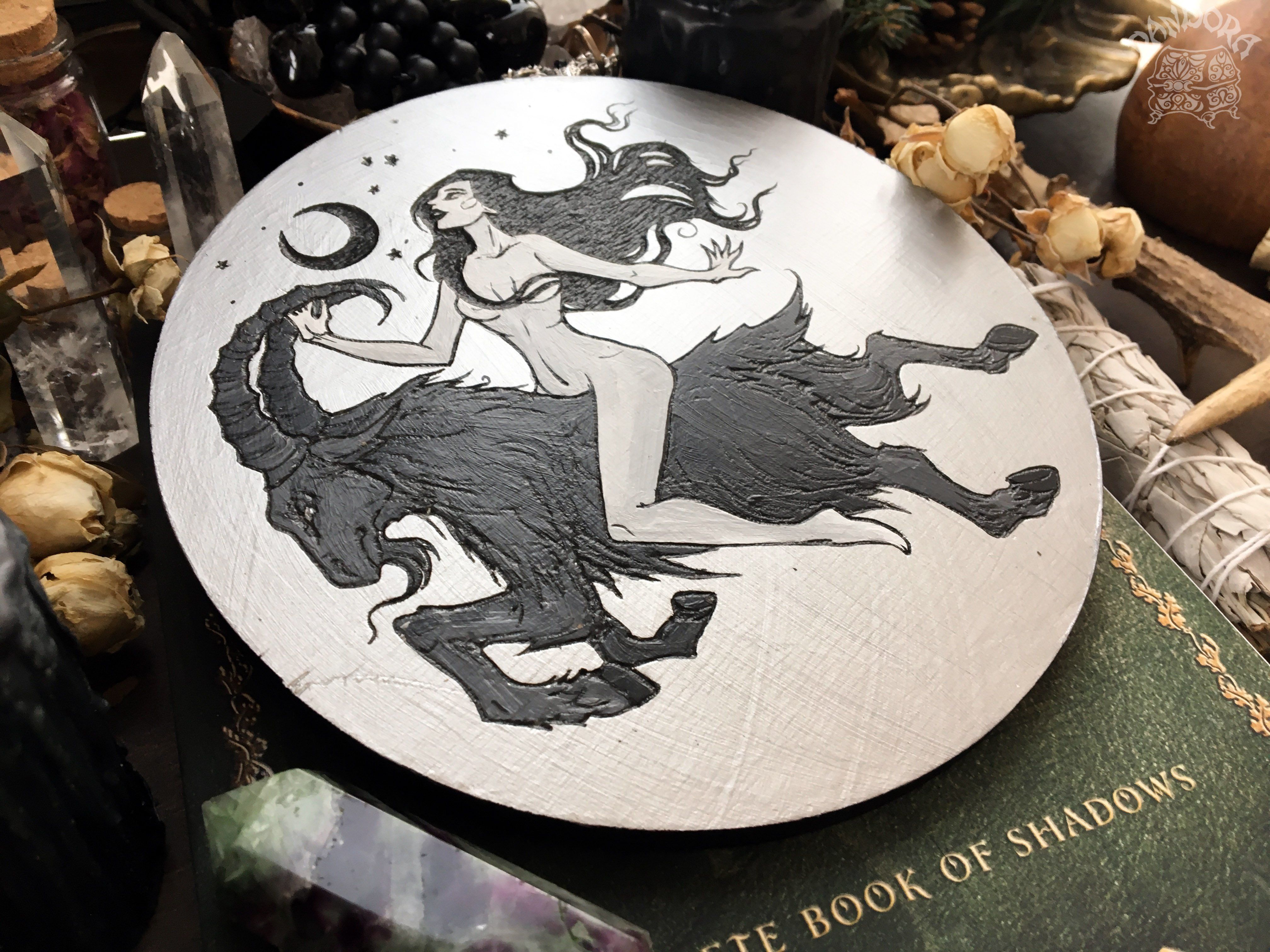 Flying Witch - Silver - Altar Pentacle