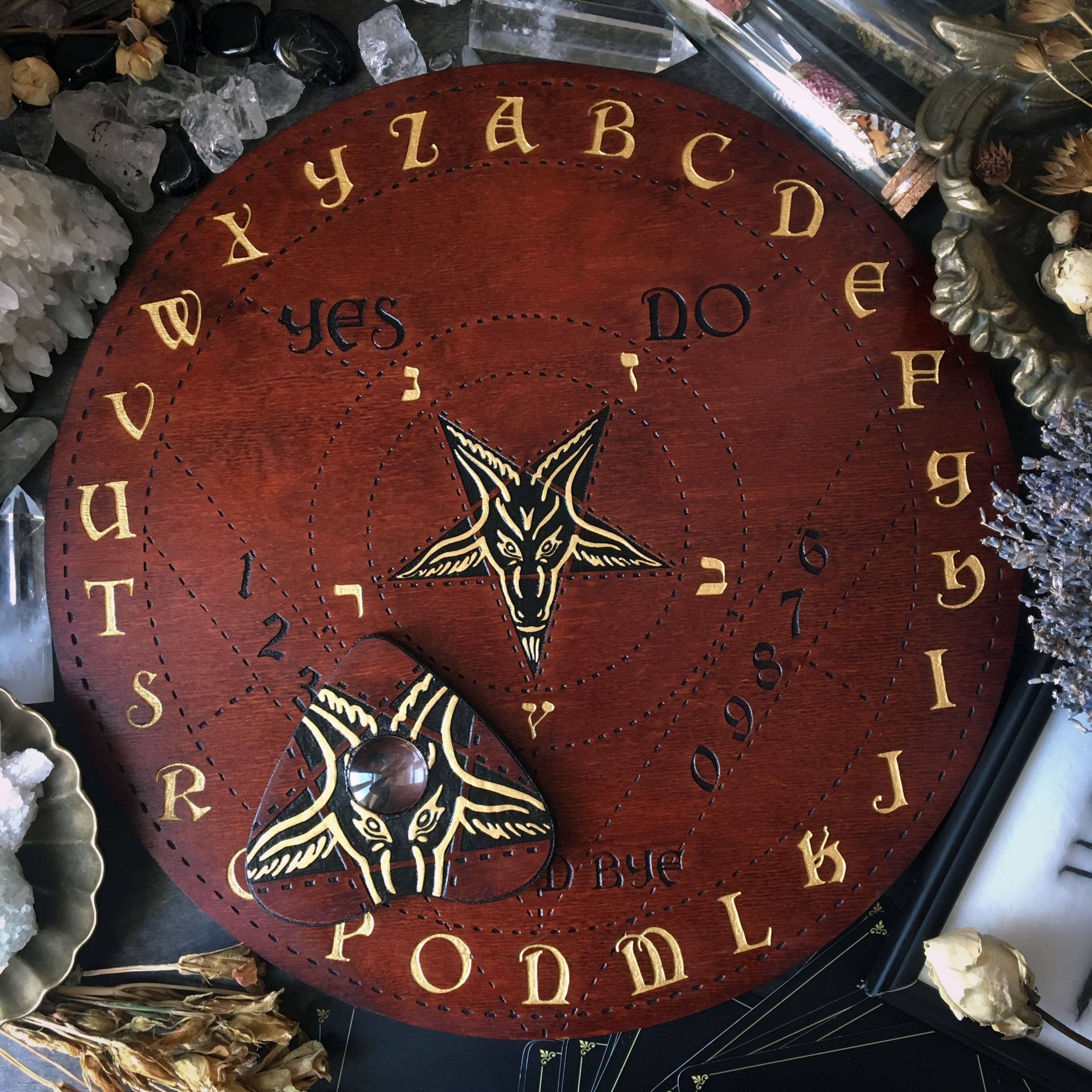 Ouija Board, Witch Board, Talking Board for calling spirits with Baphomet, Samael, Lucifer, Satan, Devil