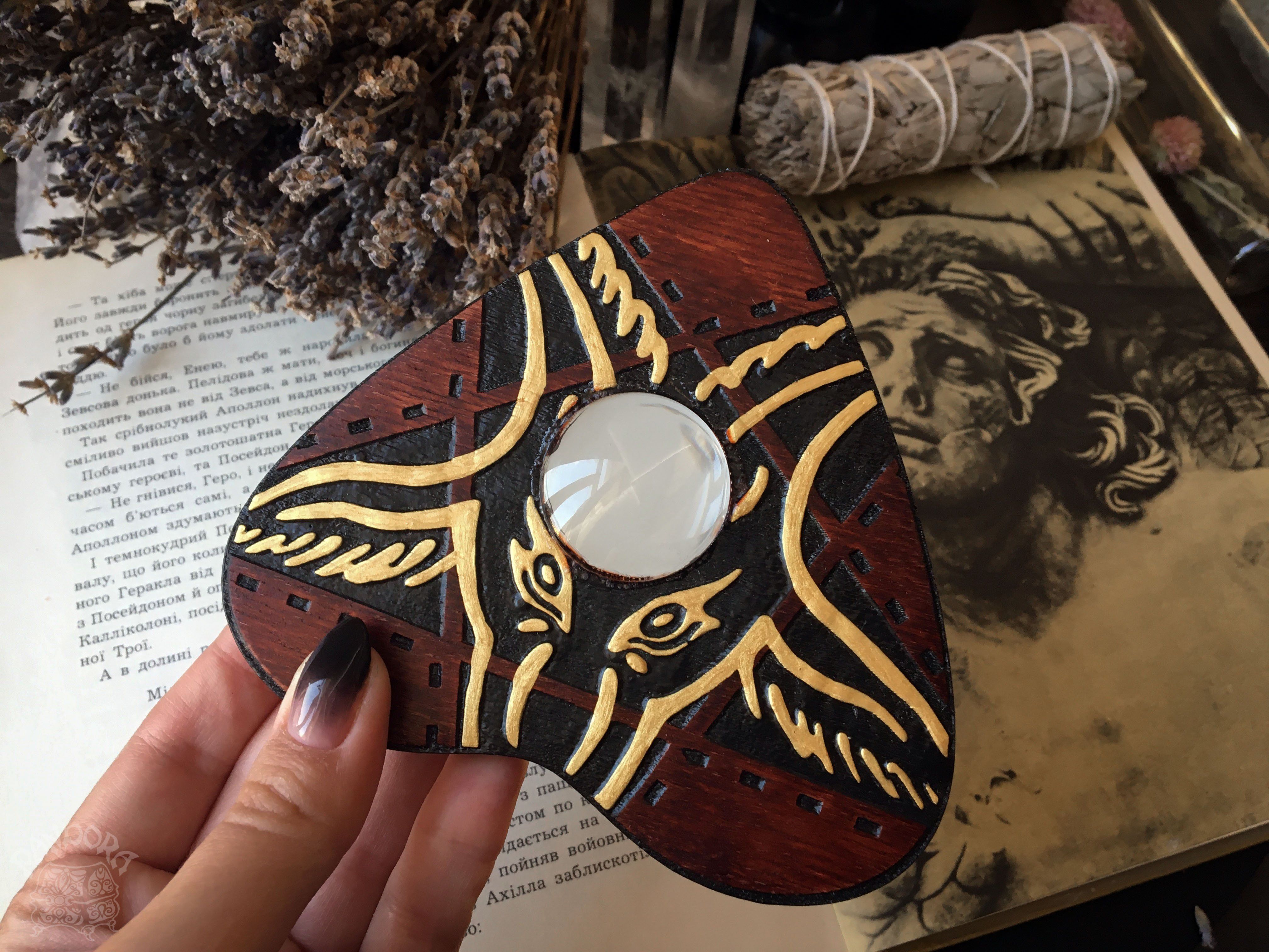 Ouija Planchette - Planchette - Lucifer - Red Wood