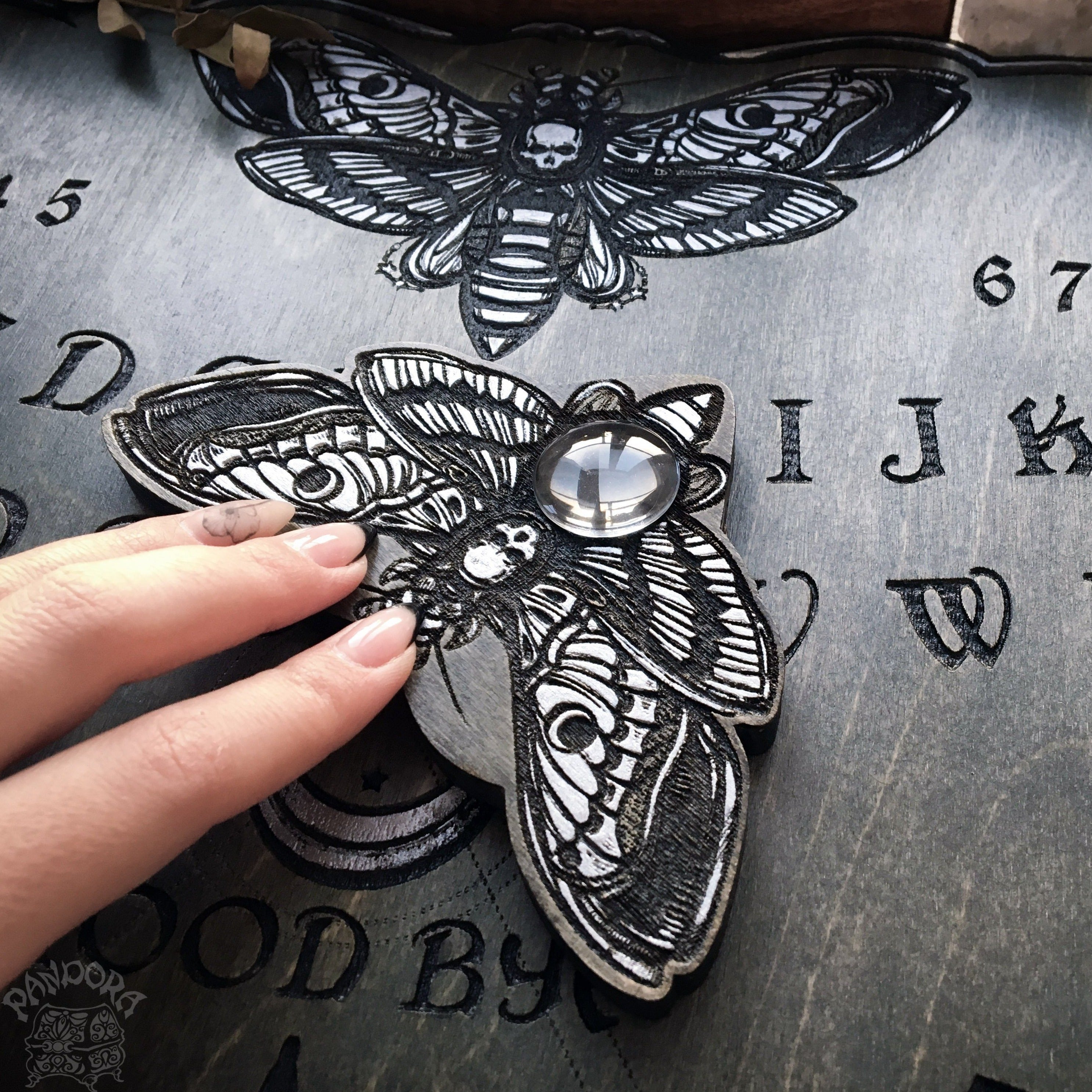 Ouija Planchette - Planchette - Silver Death's Head Moth