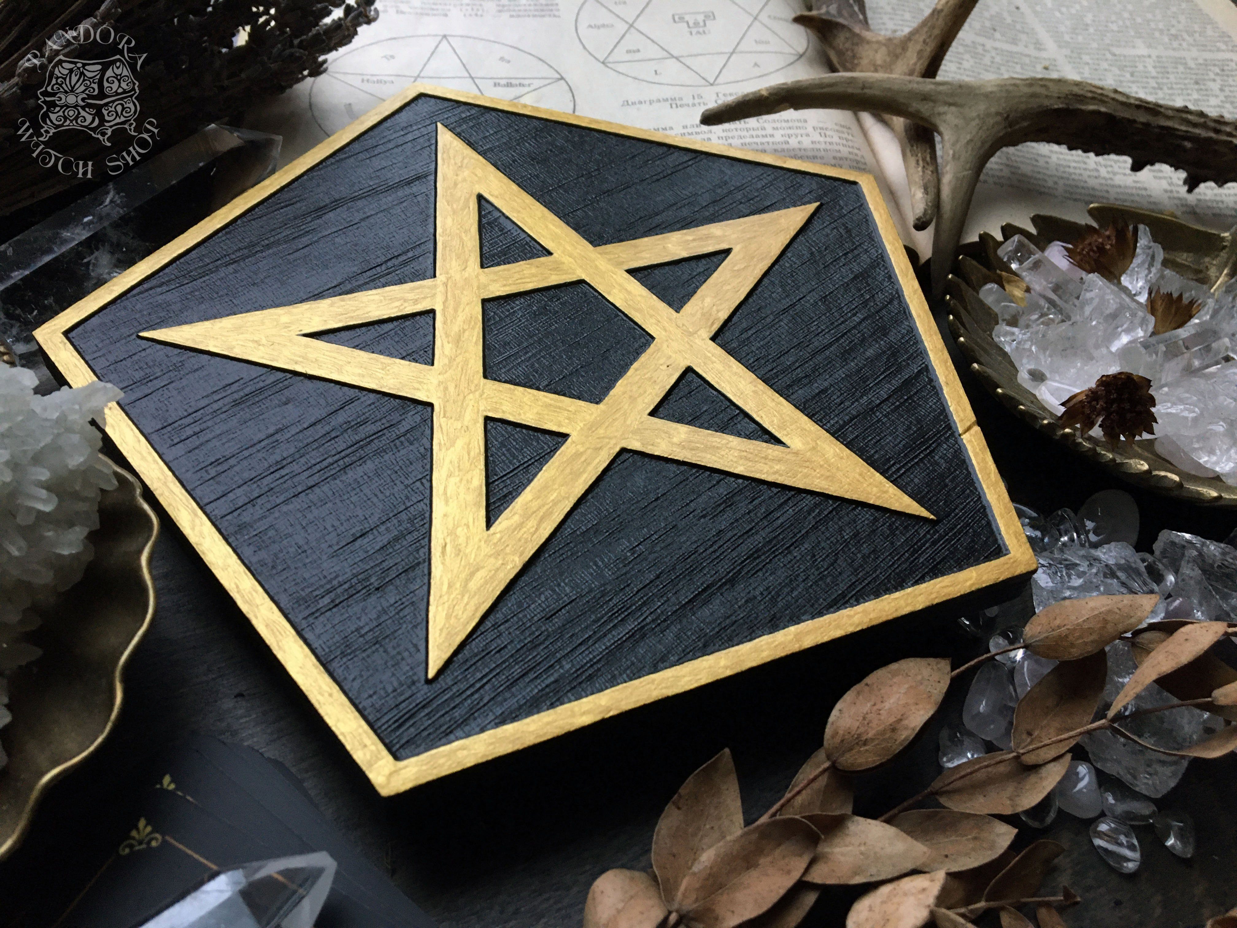 Pentagram rhombus - Altar pentacle - Black\Gold