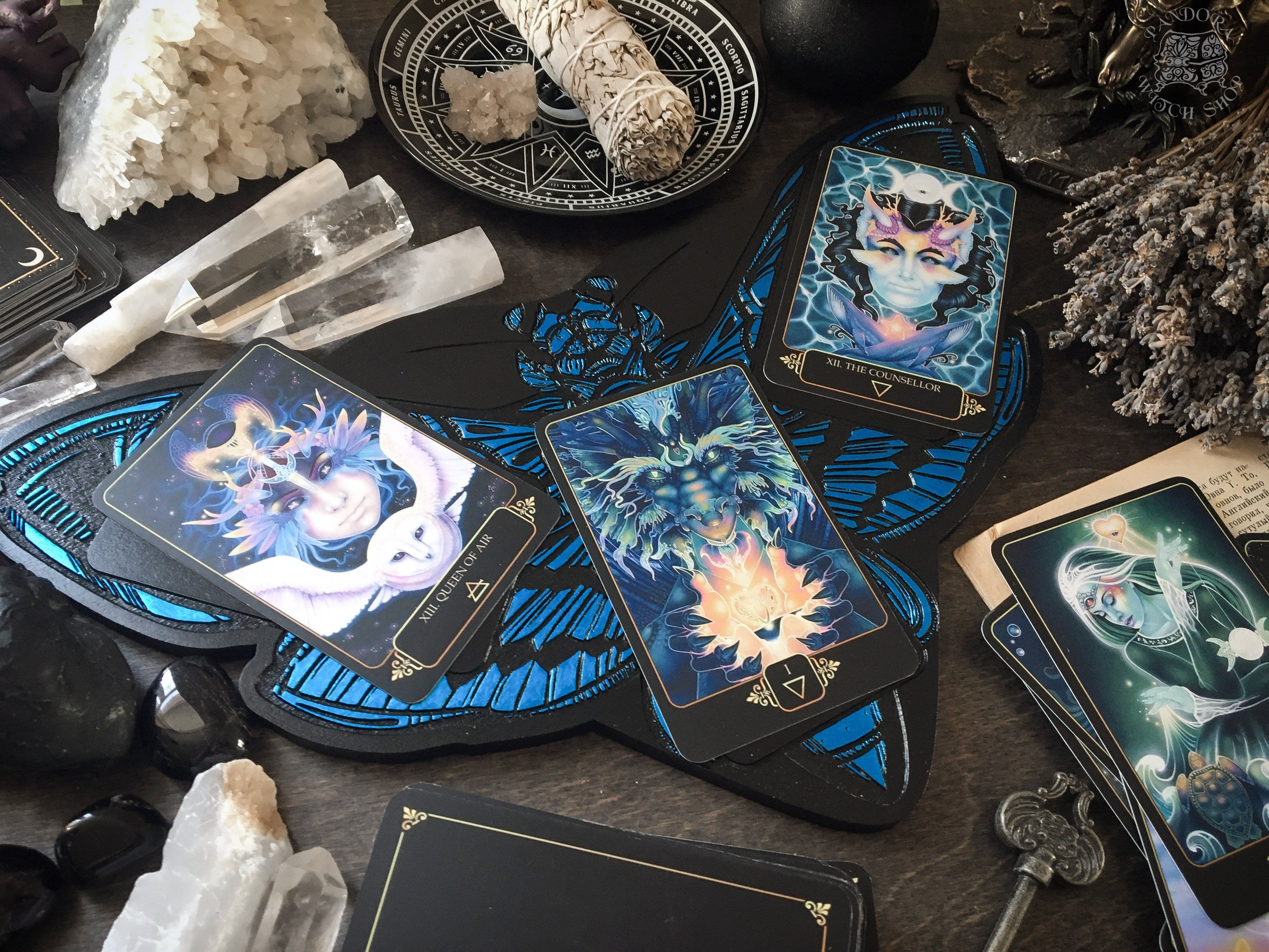 Tarot Board Three Card Spread - AZURE DEATH'S HEAD MOTH