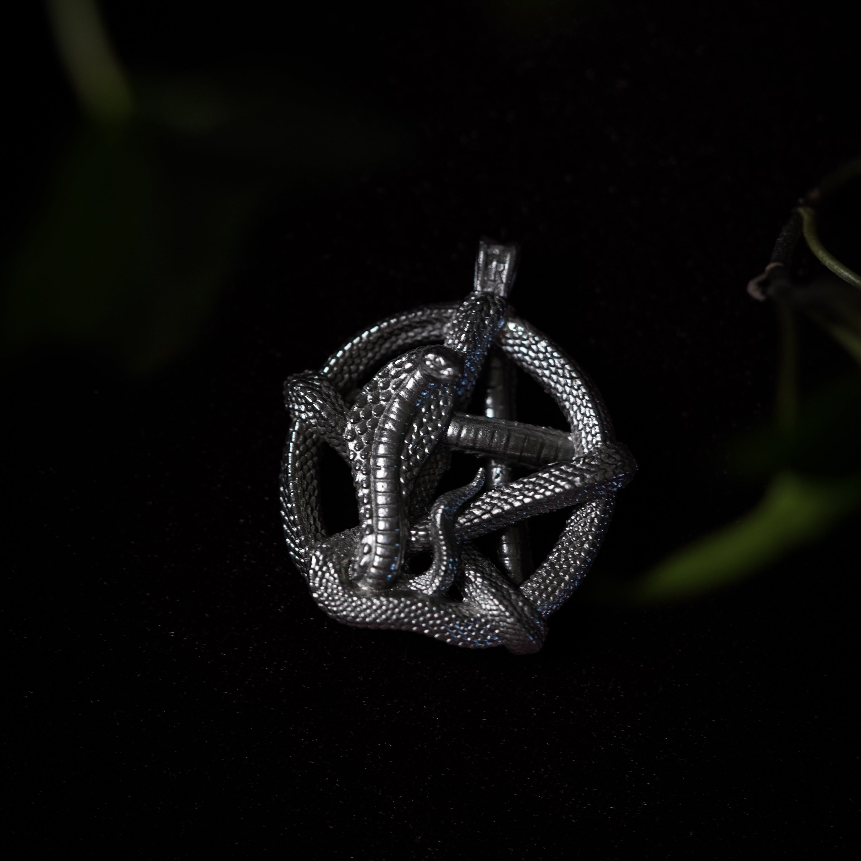 White bronze pendant Cobra pentagram