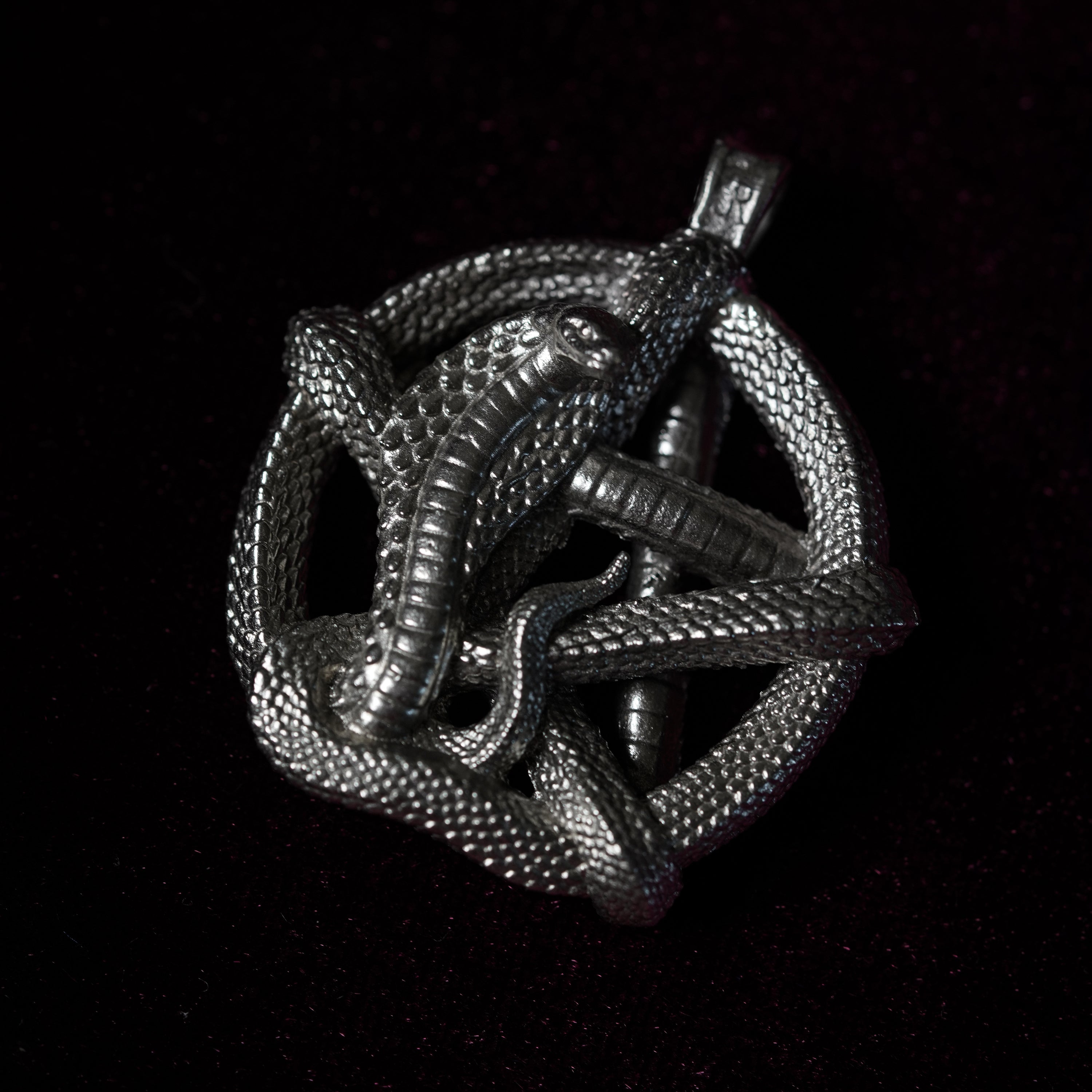 White bronze pendant Cobra pentagram