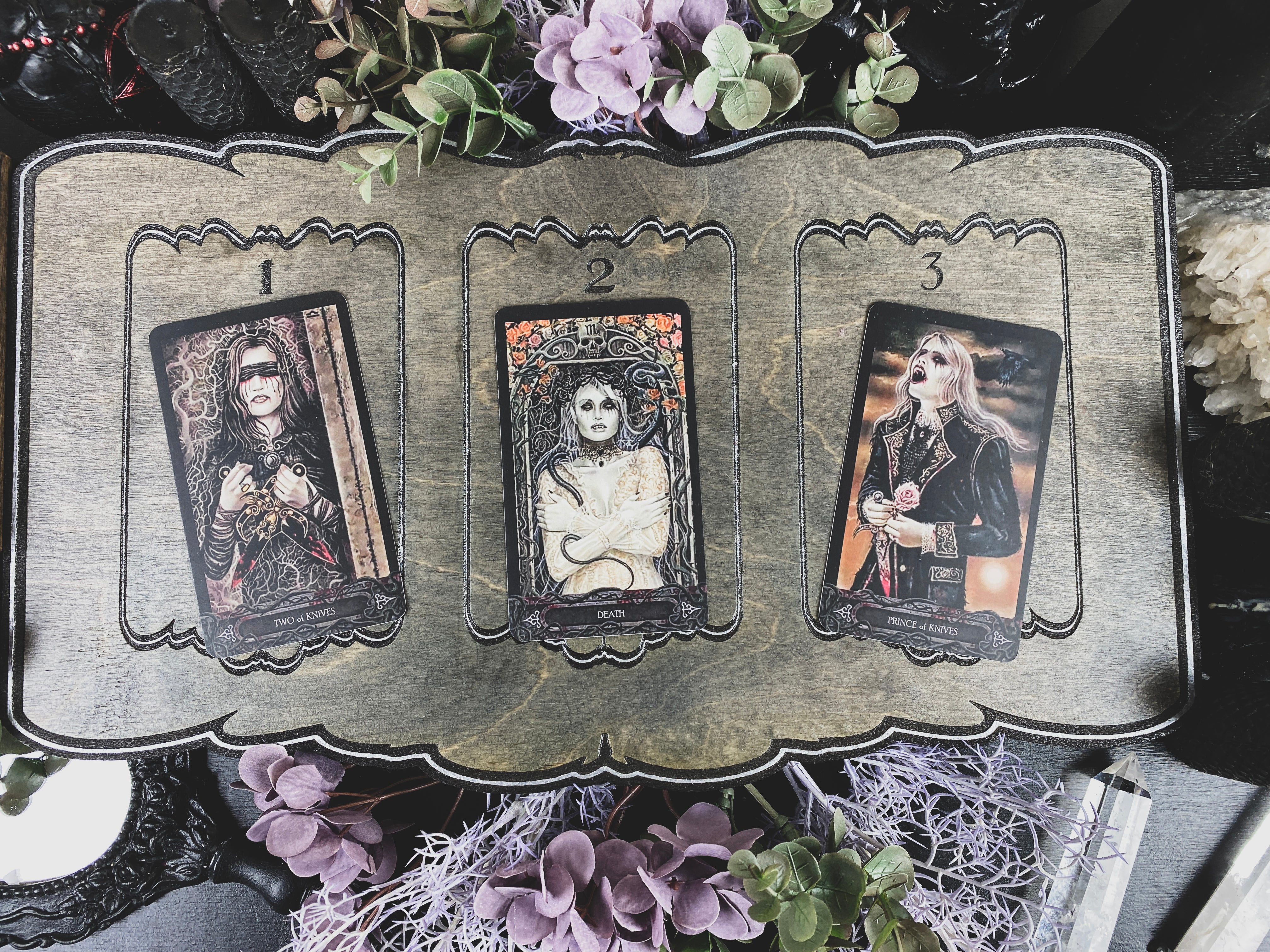 Tarot Board Three Card Spread- Gray wood - SS