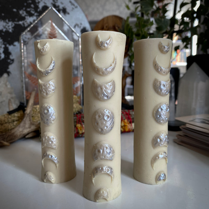 Moon Cycle - White - Beeswax candle