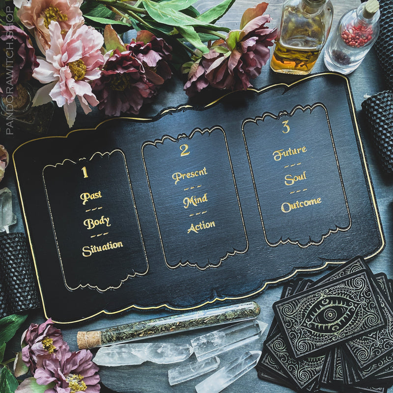 Tarot Board Three Card Spread- Black - SS