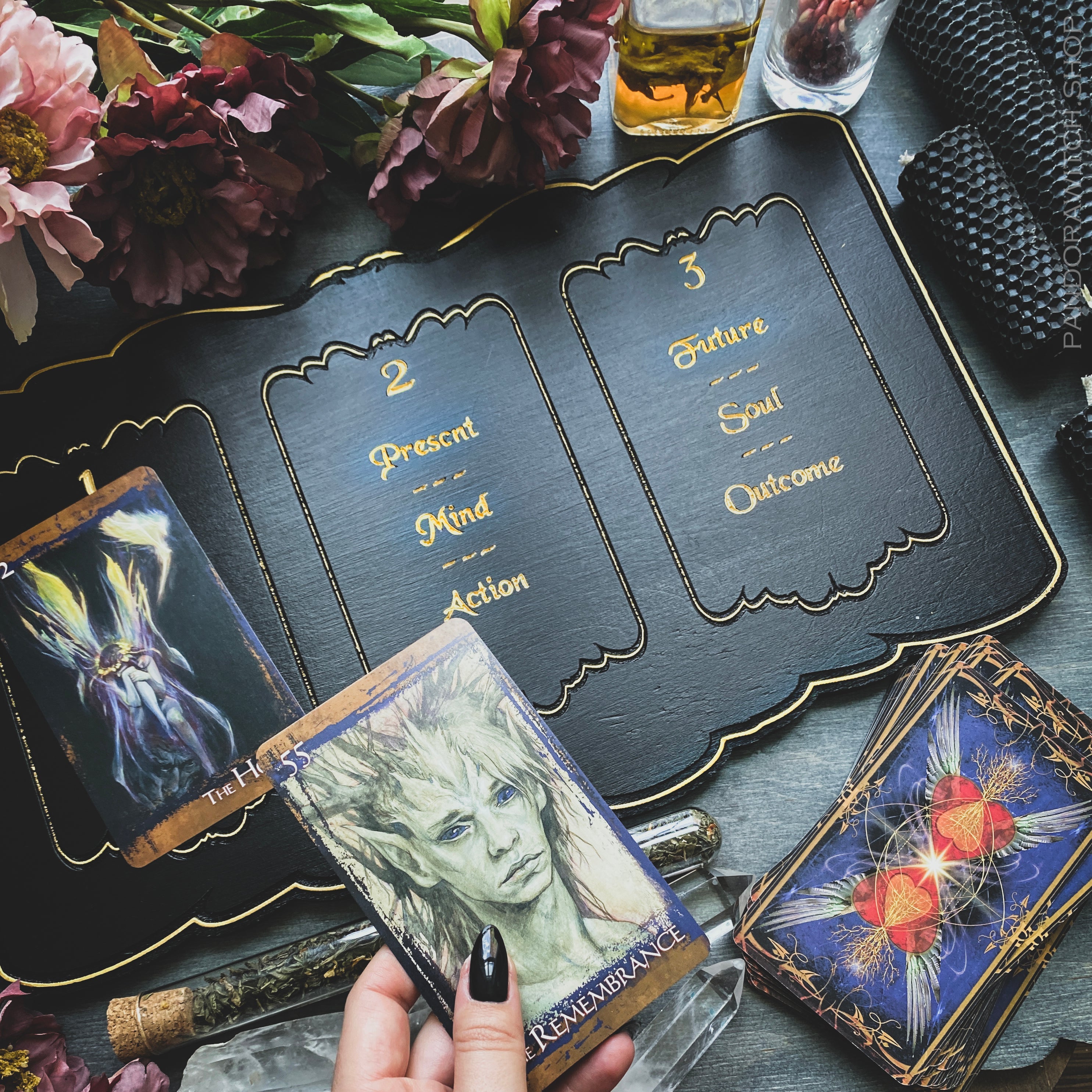 Tarot Board Three Card Spread- Black - SS