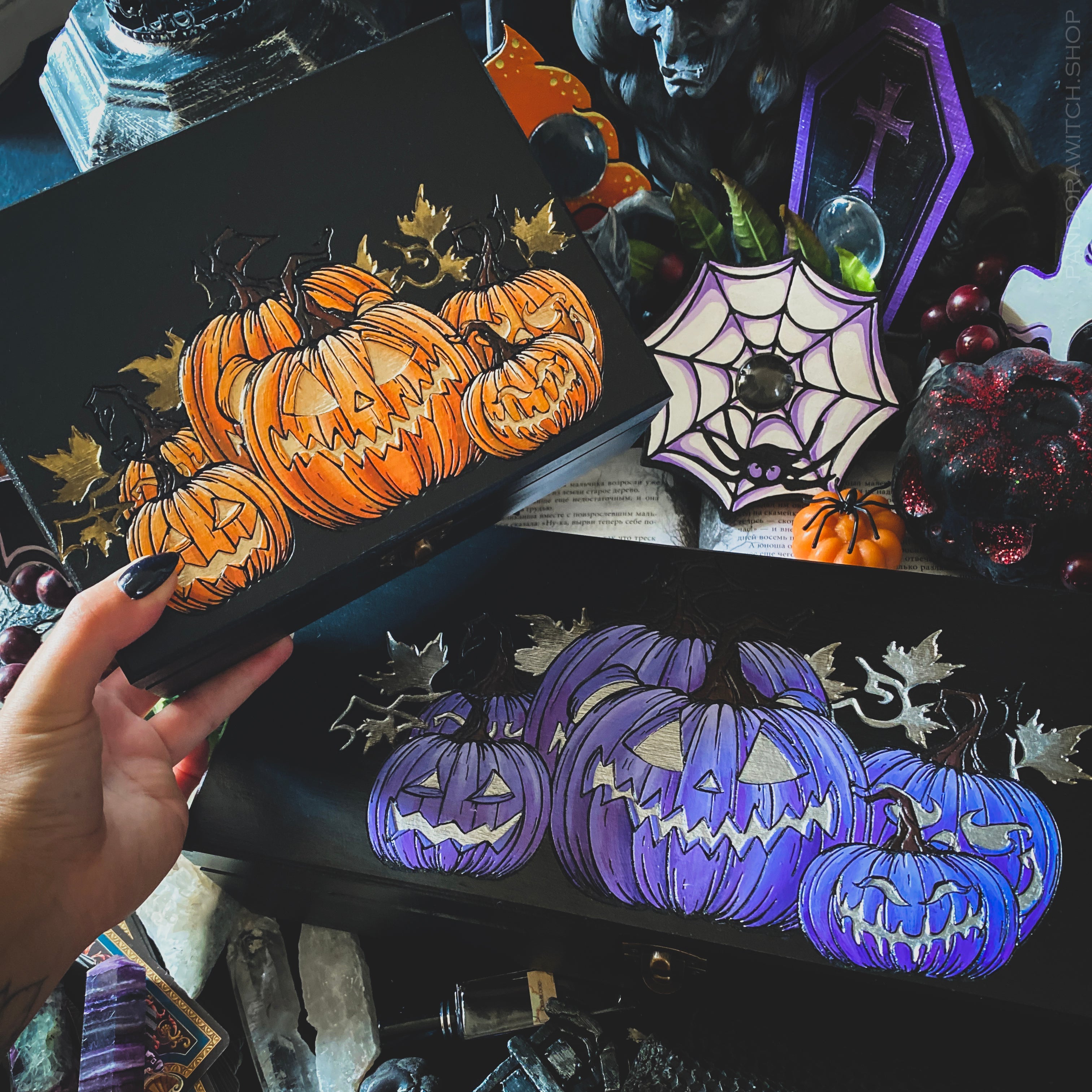 Box - Violet Pumpkin Mood -  For 2 Tarot decks - SS