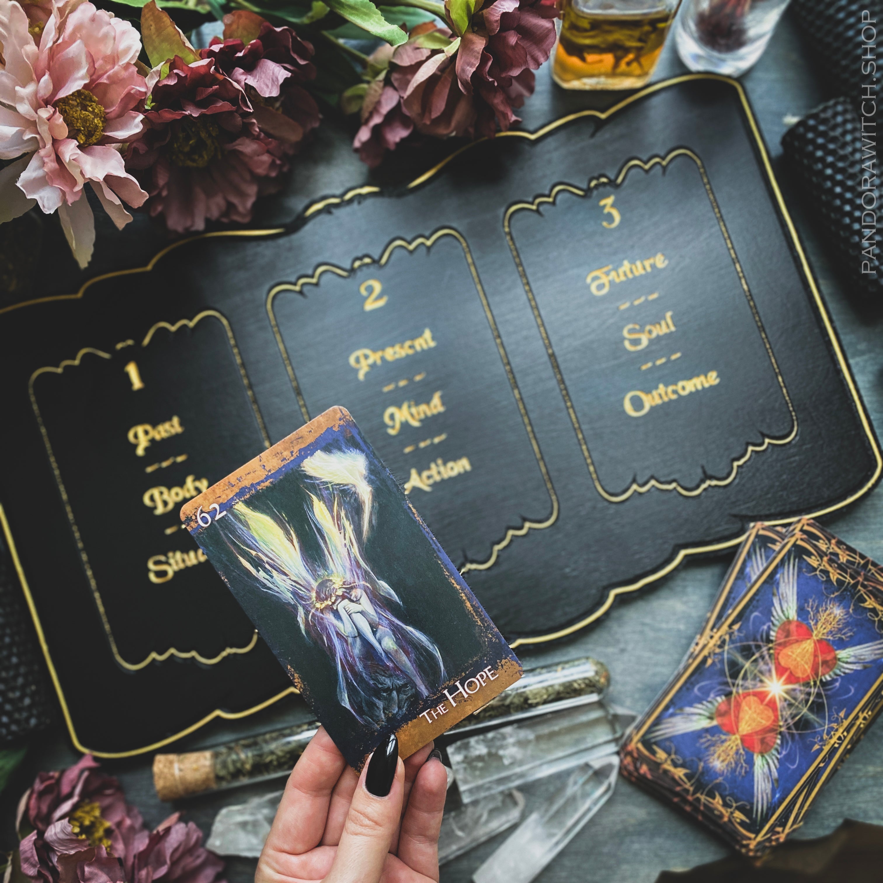 Tarot Board Three Card Spread- Black - SS