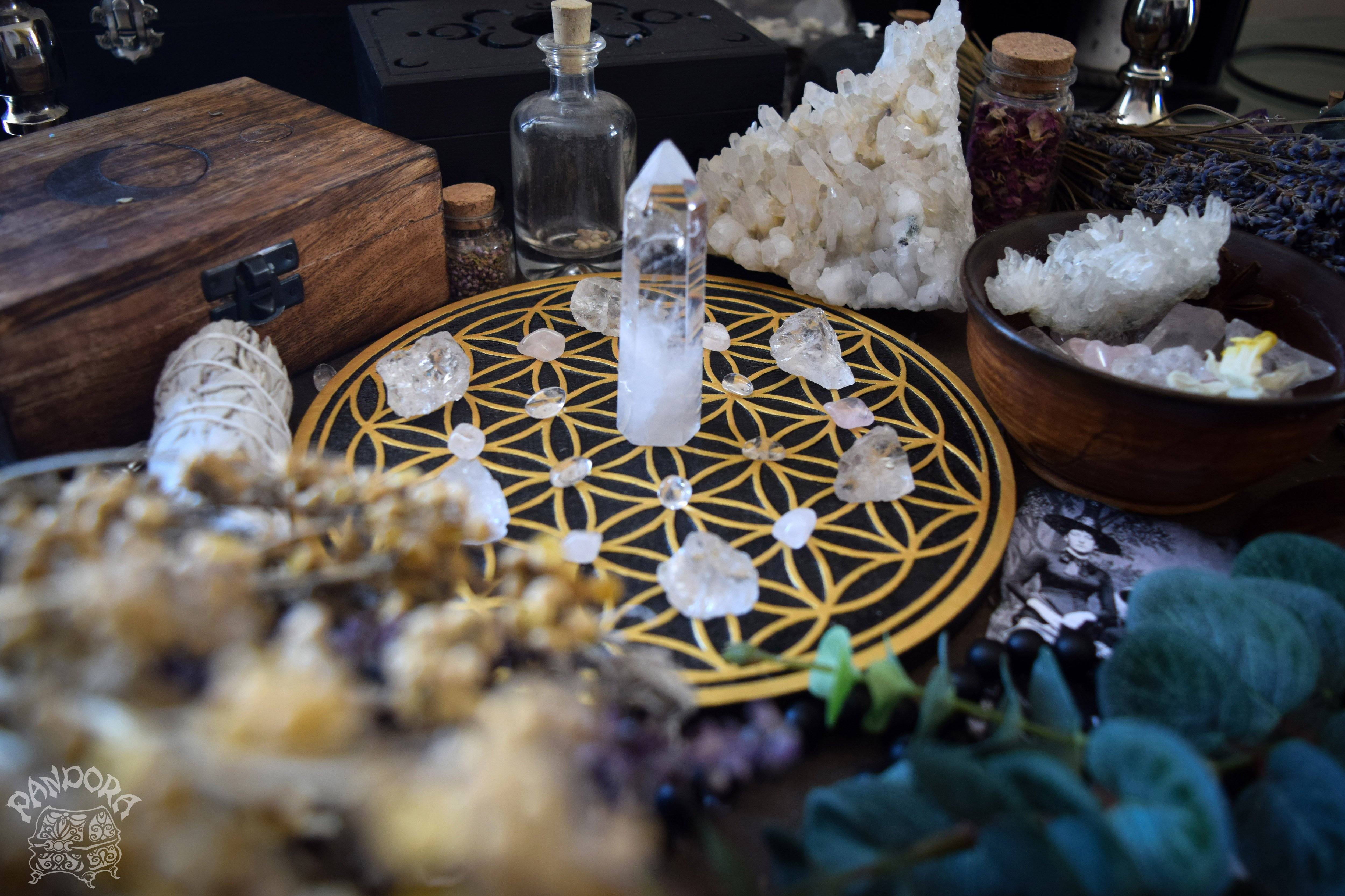 Crystal Grid Flower Of Life, Flower Pythagoras - Black\Gold