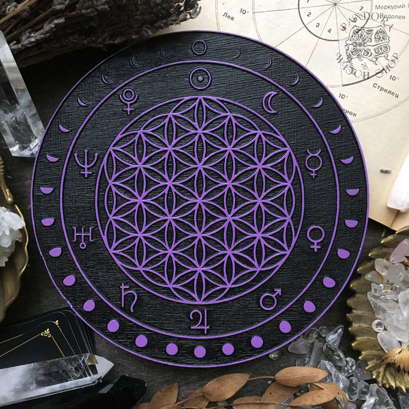 Crystal Grid - Moon Flower of Life - Black\Purple - SS