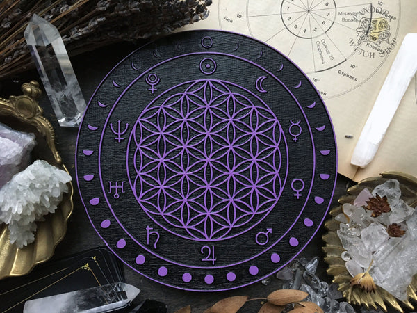 Crystal Grid - Moon Flower of Life - Black\Purple - SS