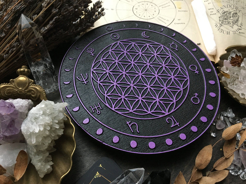 Crystal Grid - Moon Flower of Life - Black\Purple - SS