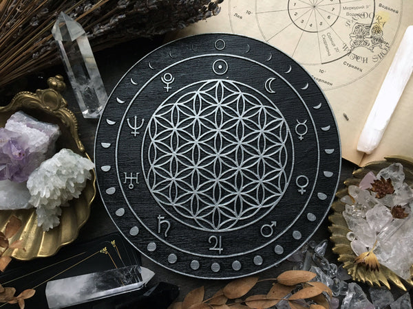 Crystal Grid - Moon Flower of Life - Black\Silver - SS