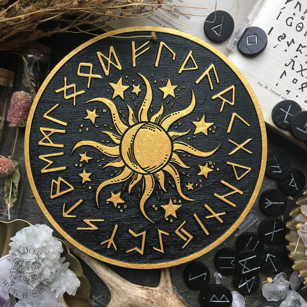 Elder Futhark Runes - Sun - Black\Gold