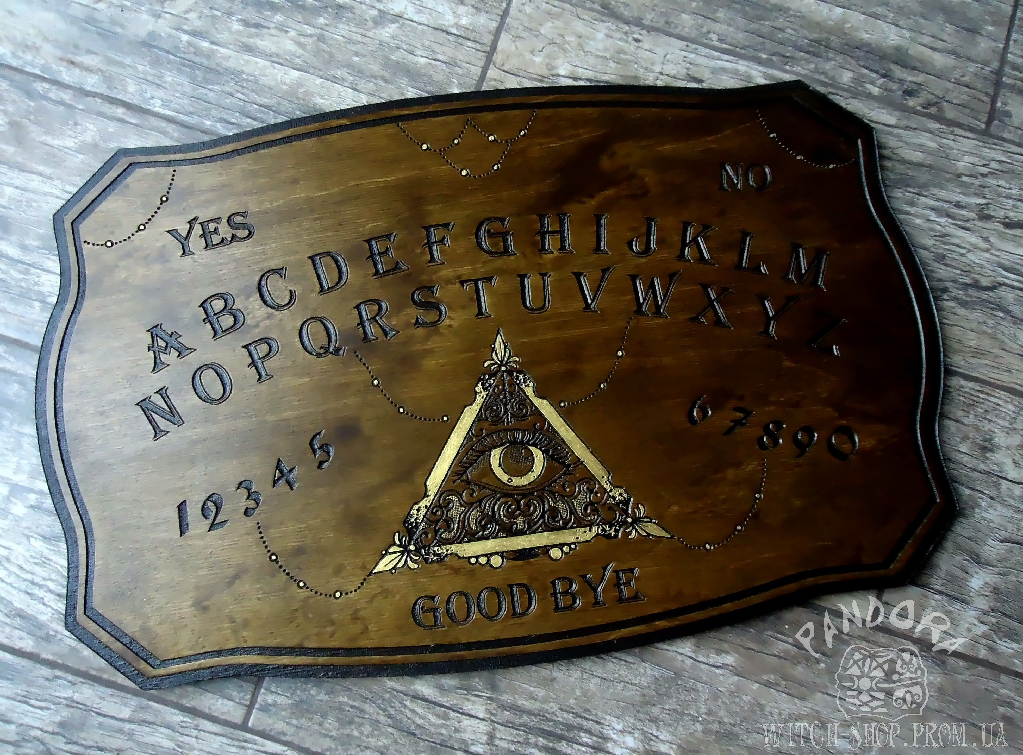 Ouija Board, Witch Board, Talking Board for calling spirits with All Seeing Eye